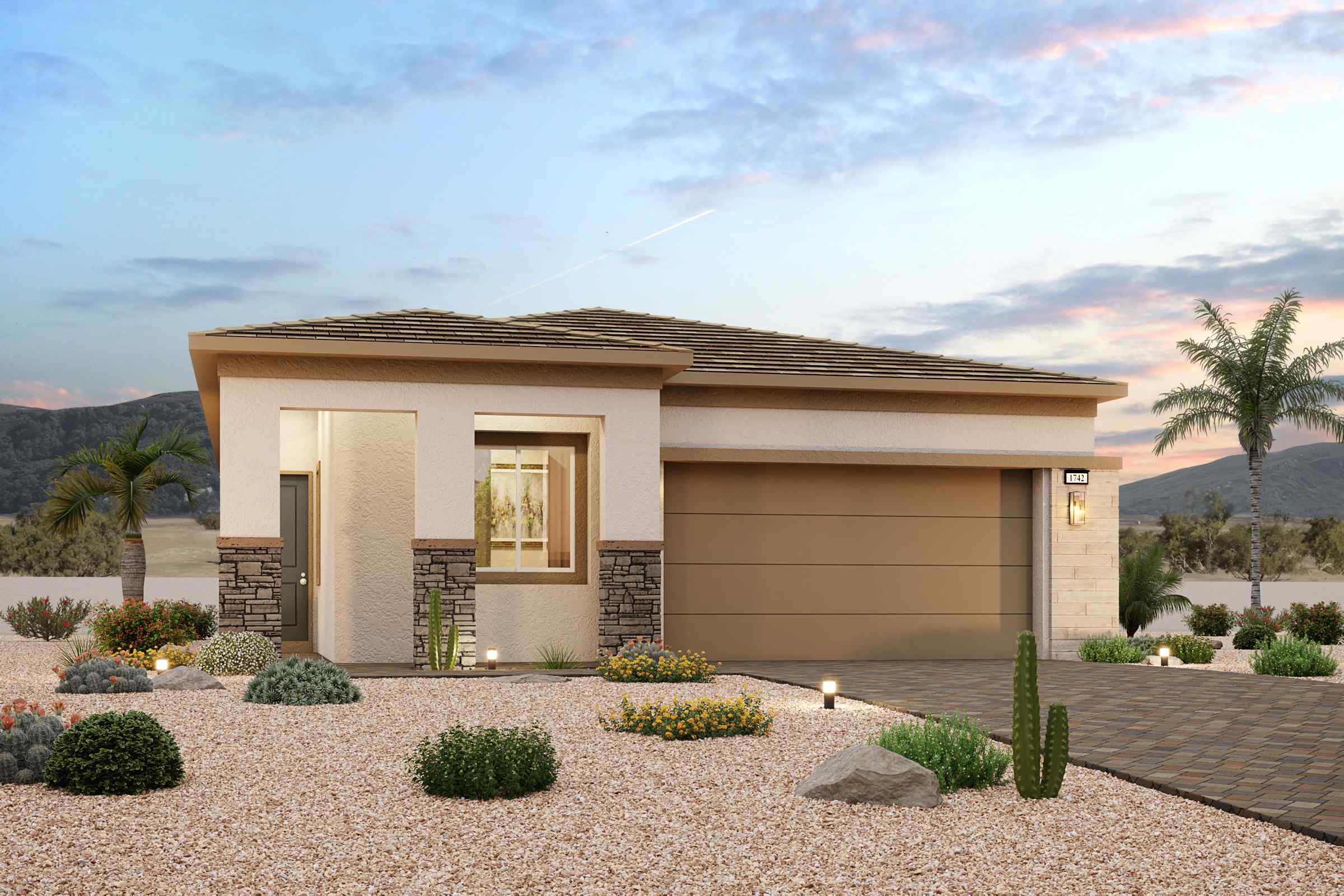 A house with a large front yard.