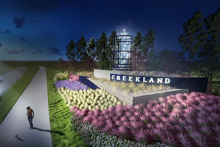 Rendering of monument at Creekland Village at Bridgeland in Cypress, TX