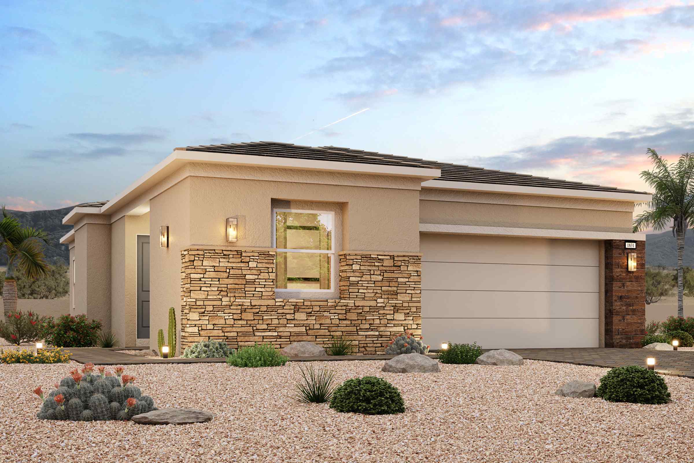 A house with a garage.