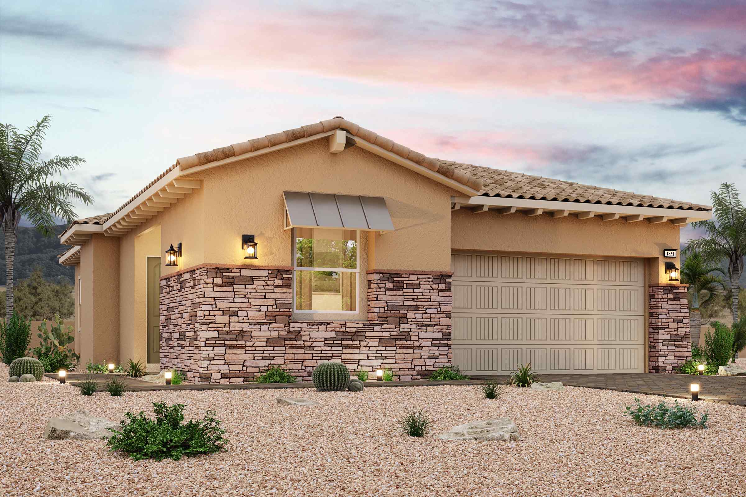 A house with a garage.