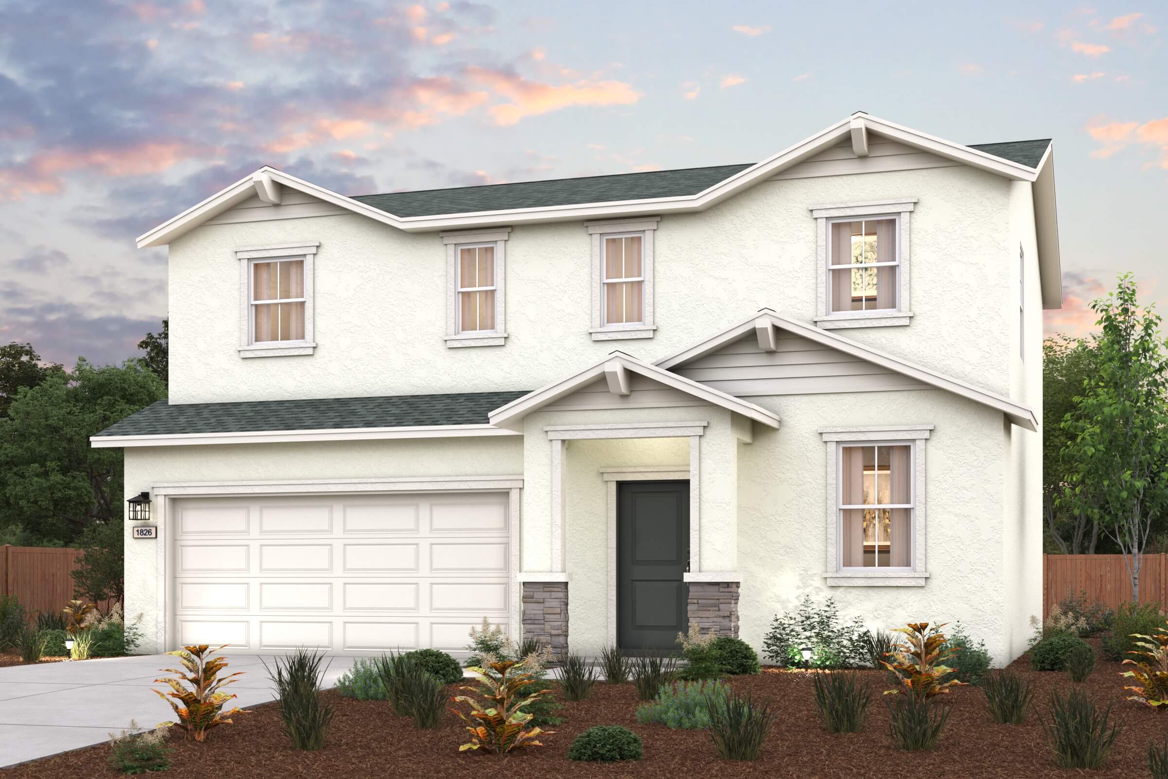 A house with a garage.