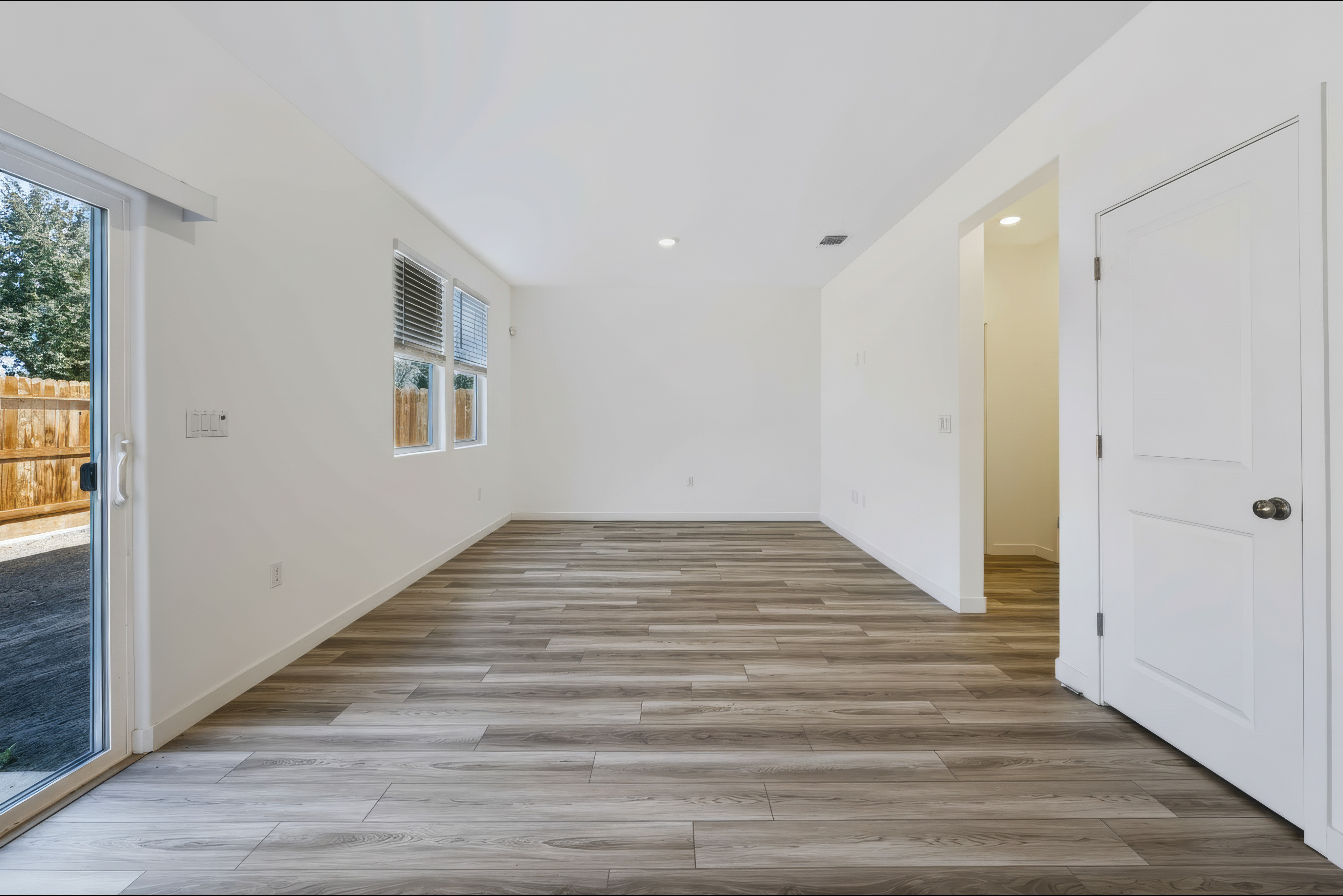 A wooden floor in a house.
