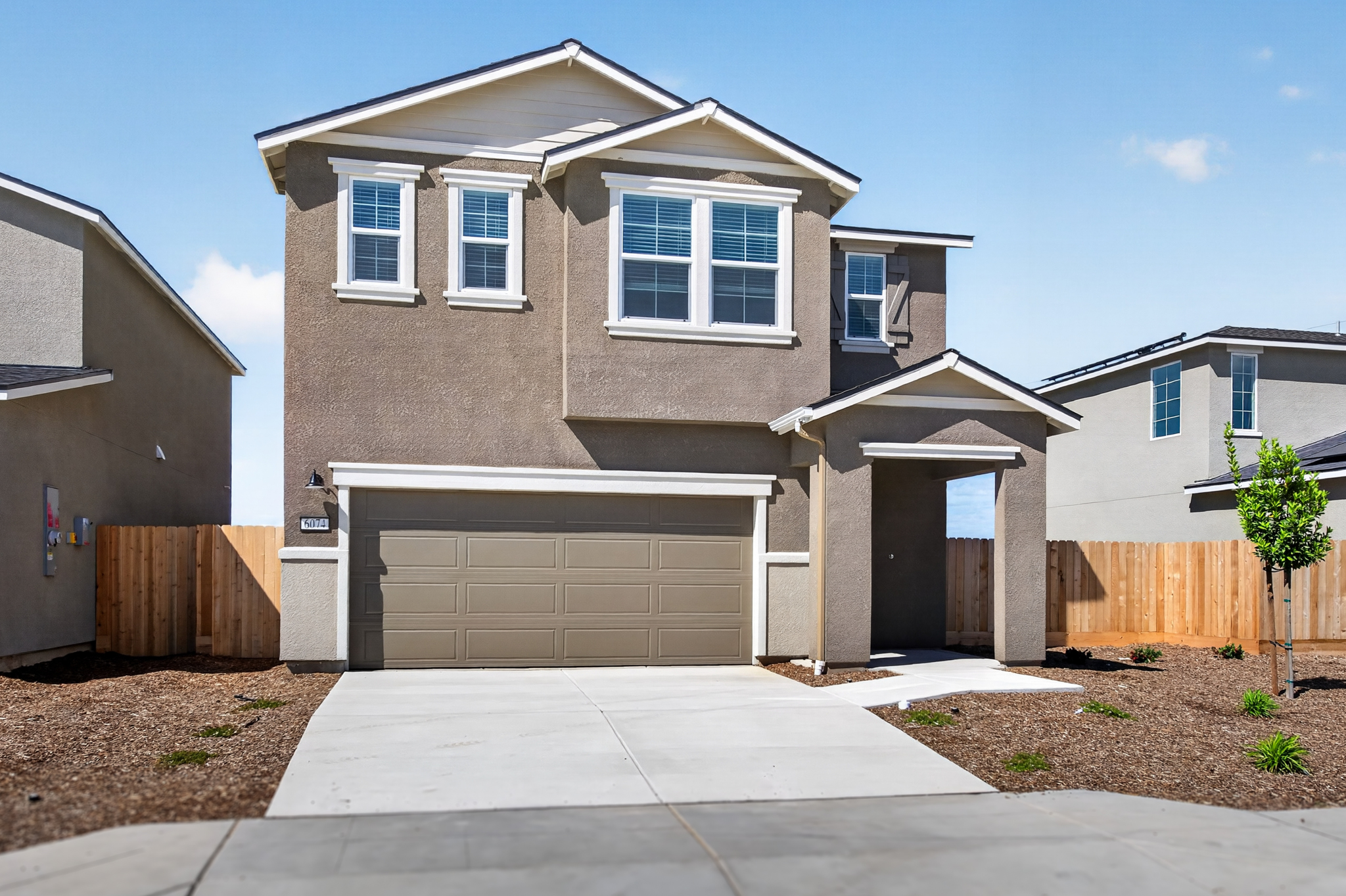 A house with a garage.