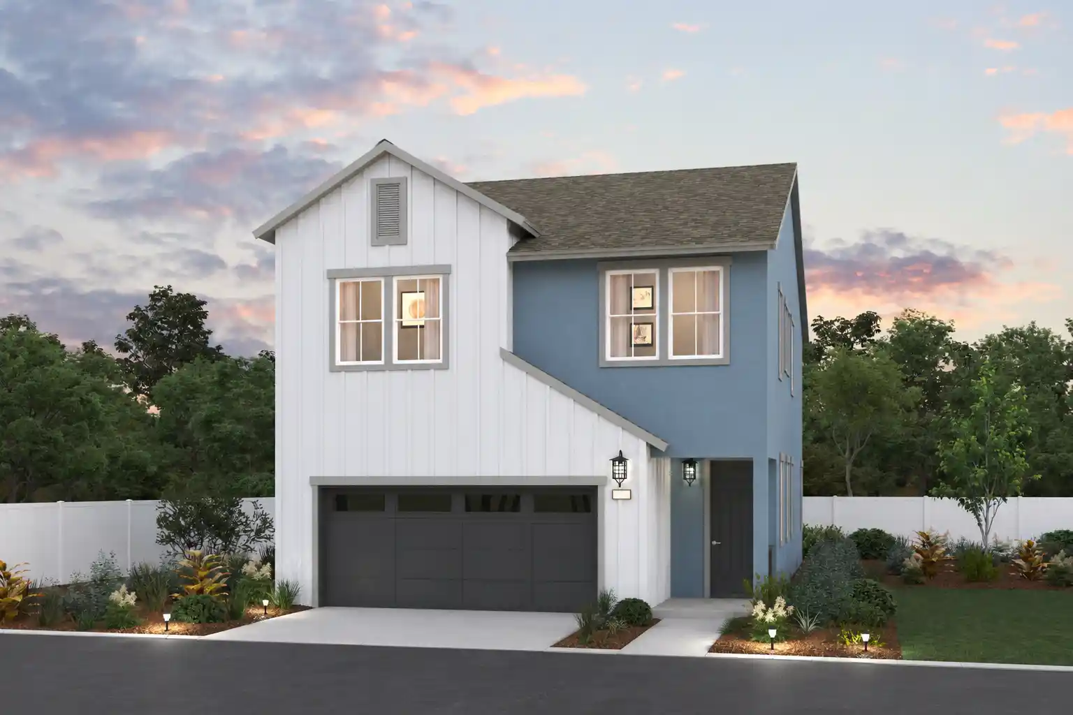 A house with a garage.
