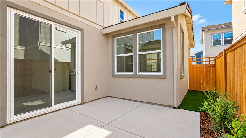 A house with a glass door.