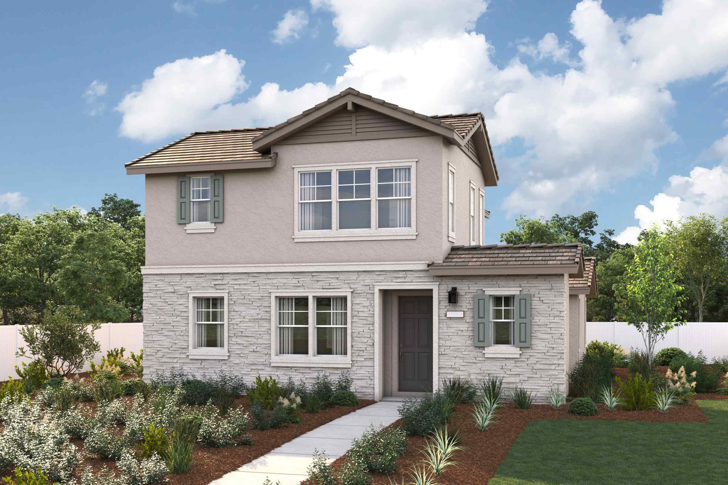 A house with a front yard.