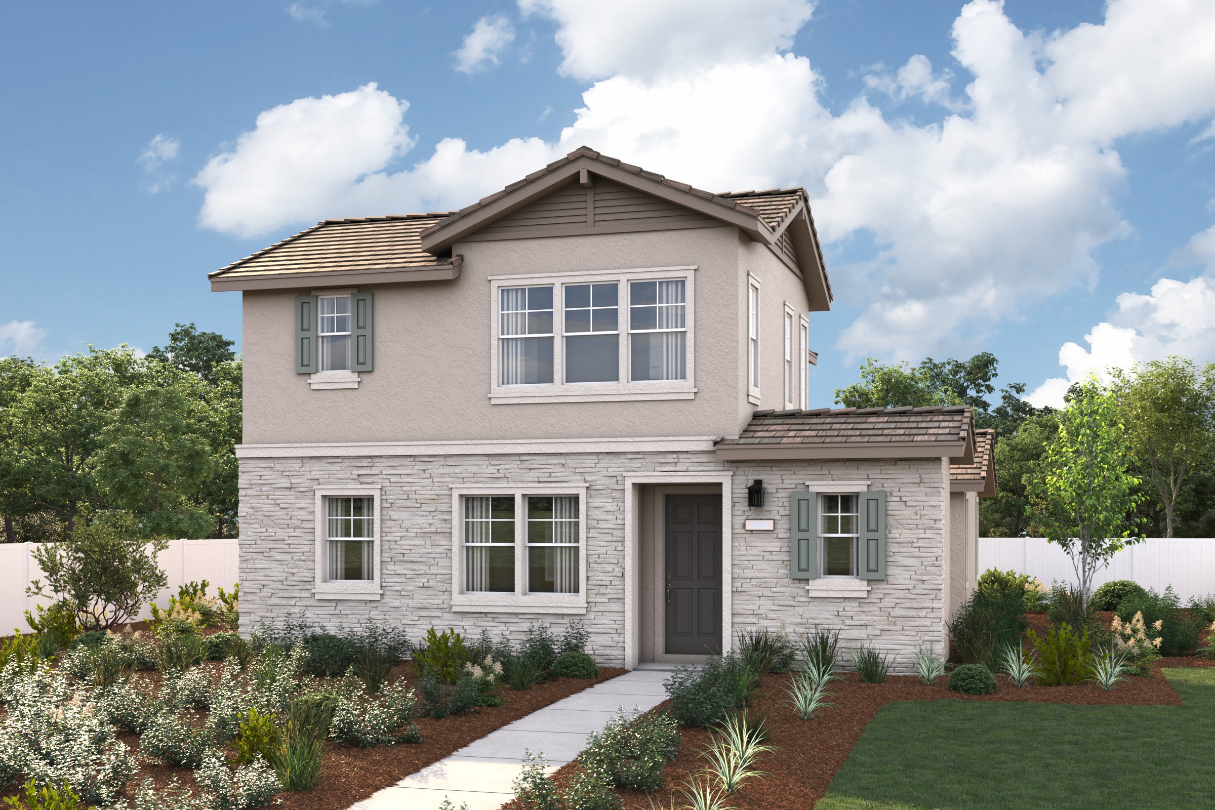 A house with a front yard.