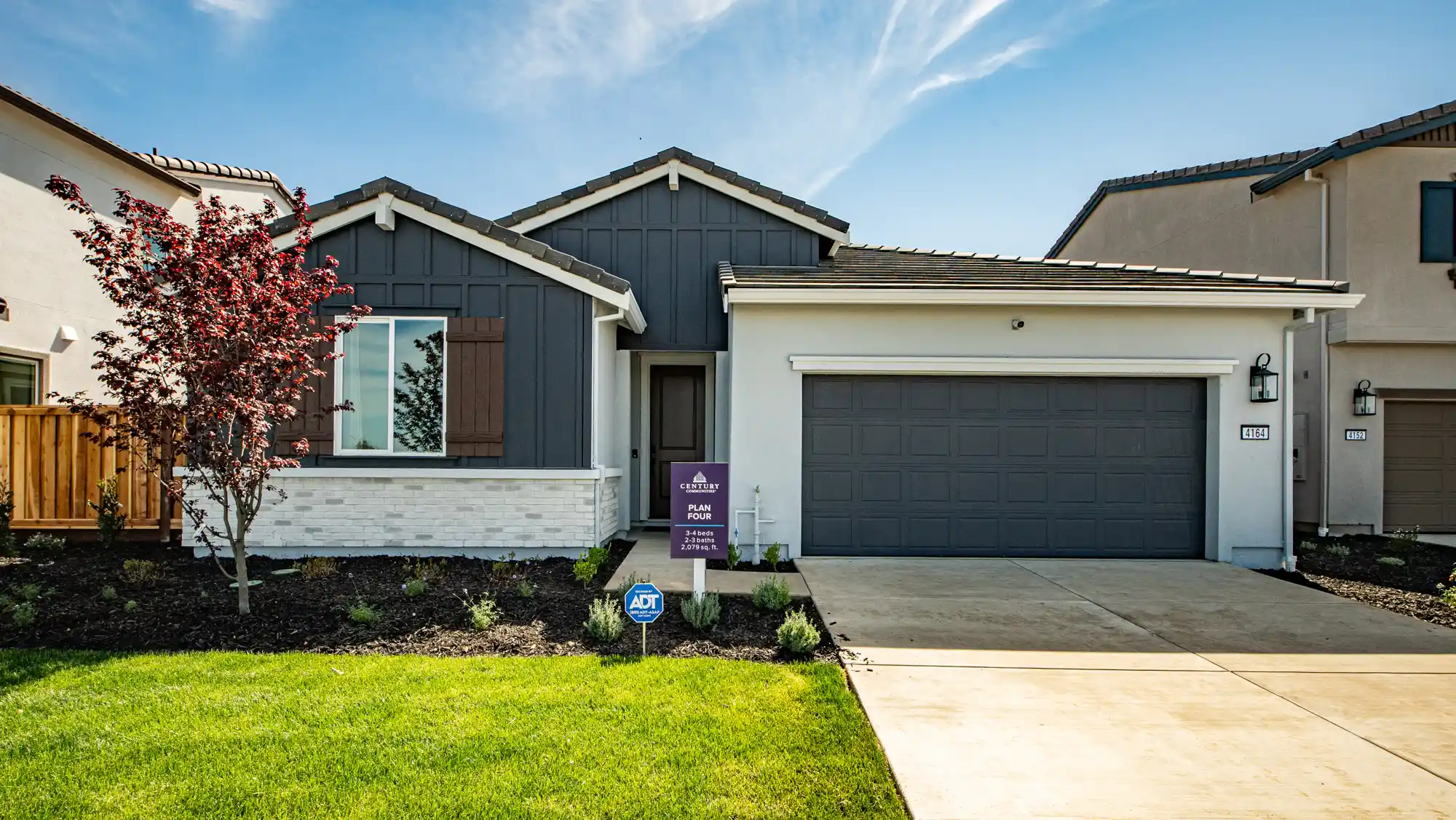 A house with a garage.