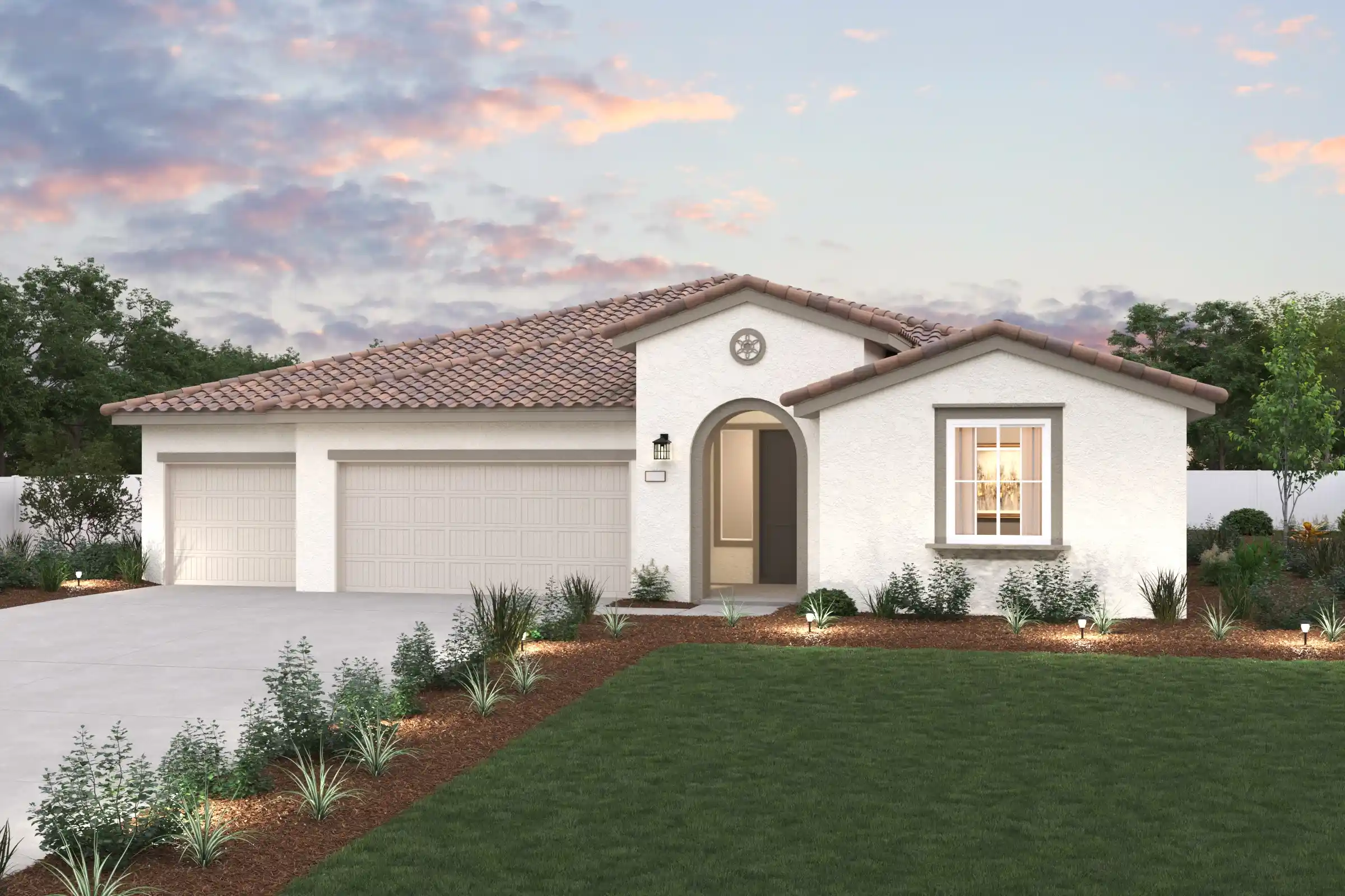 A house with a lawn in front of it.