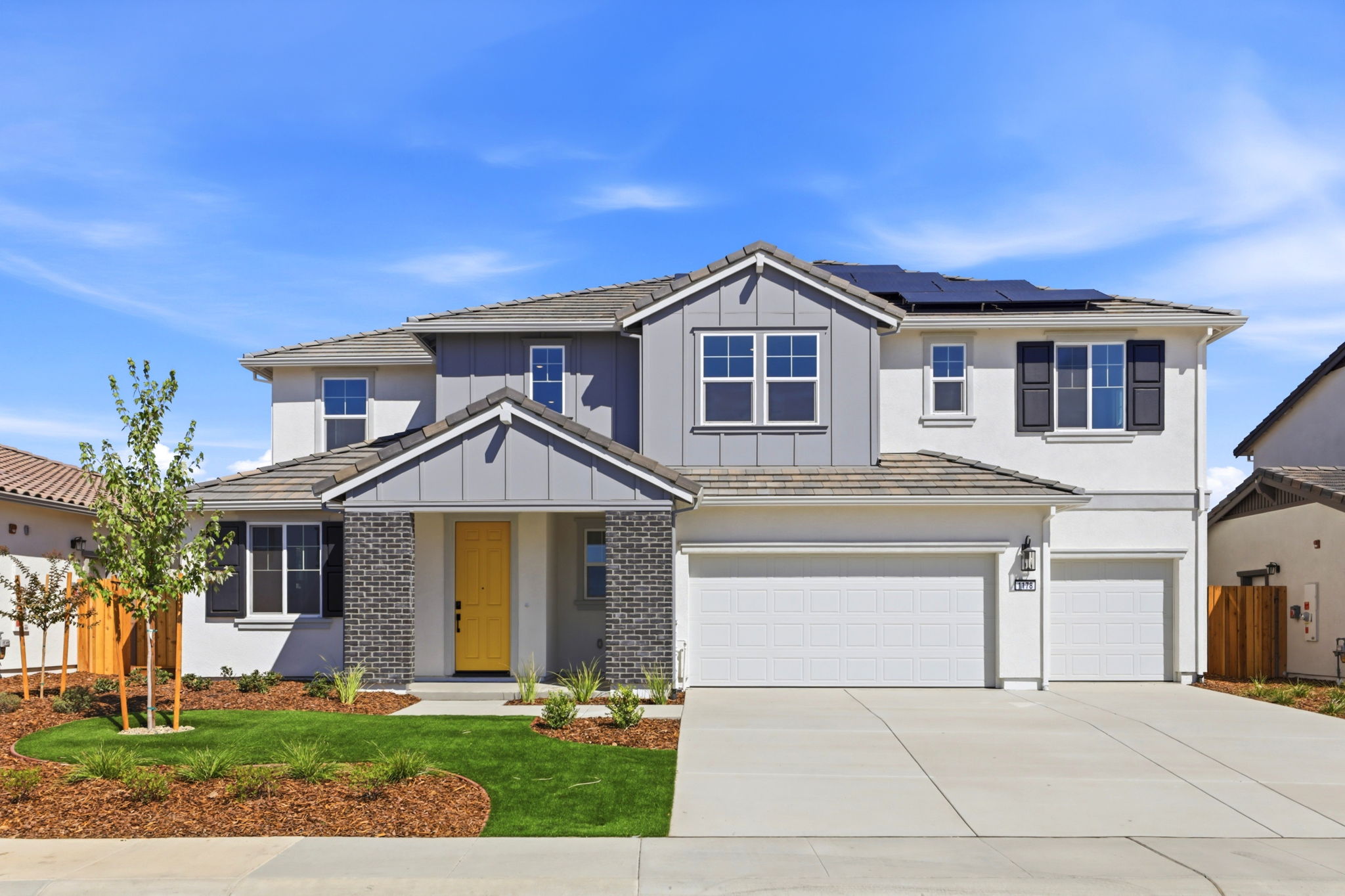 A house with a garage.
