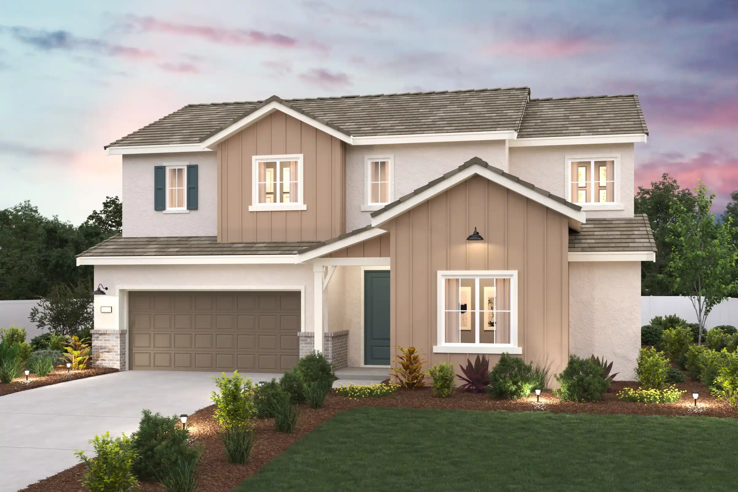 A house with a driveway.