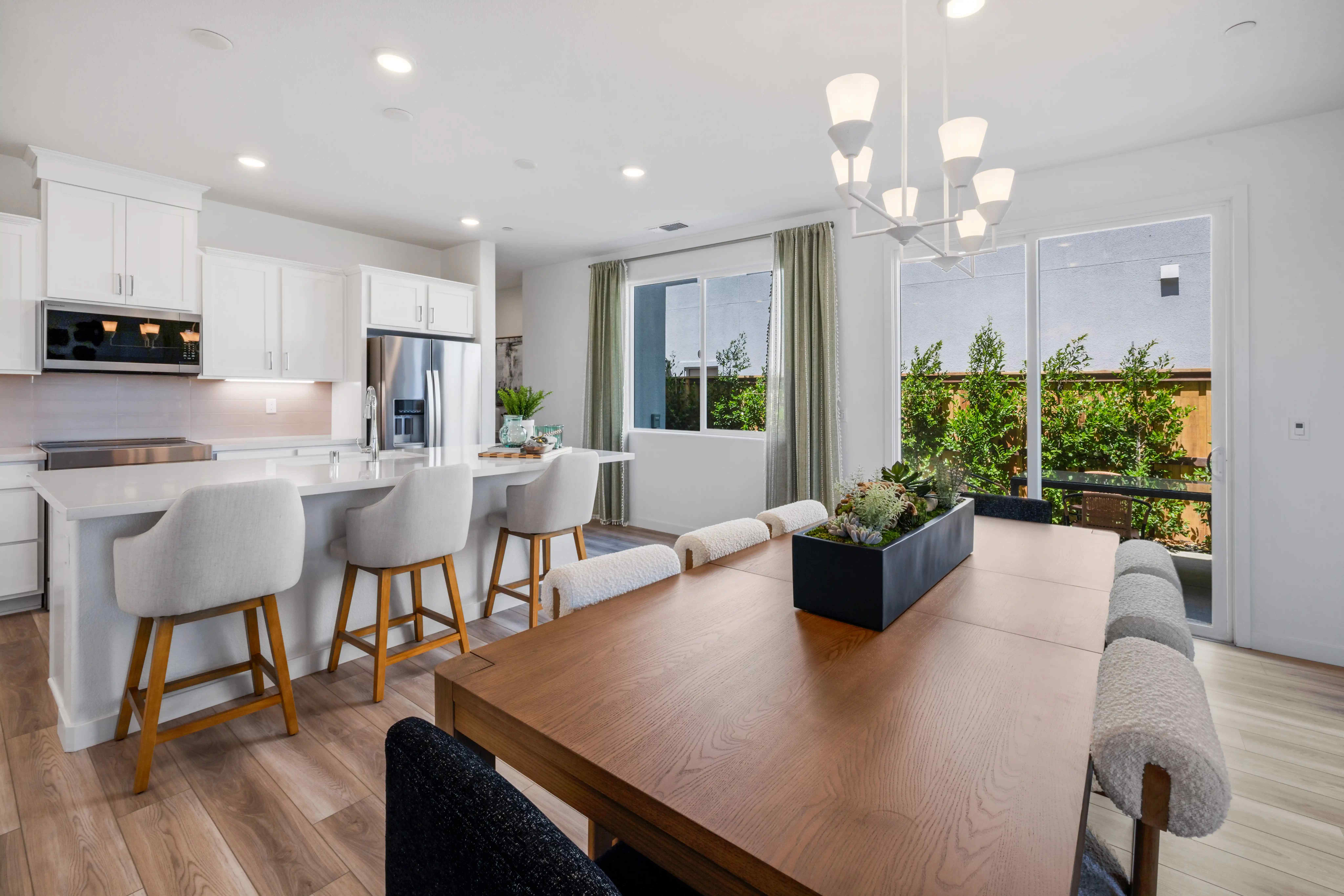 A kitchen and dining room.