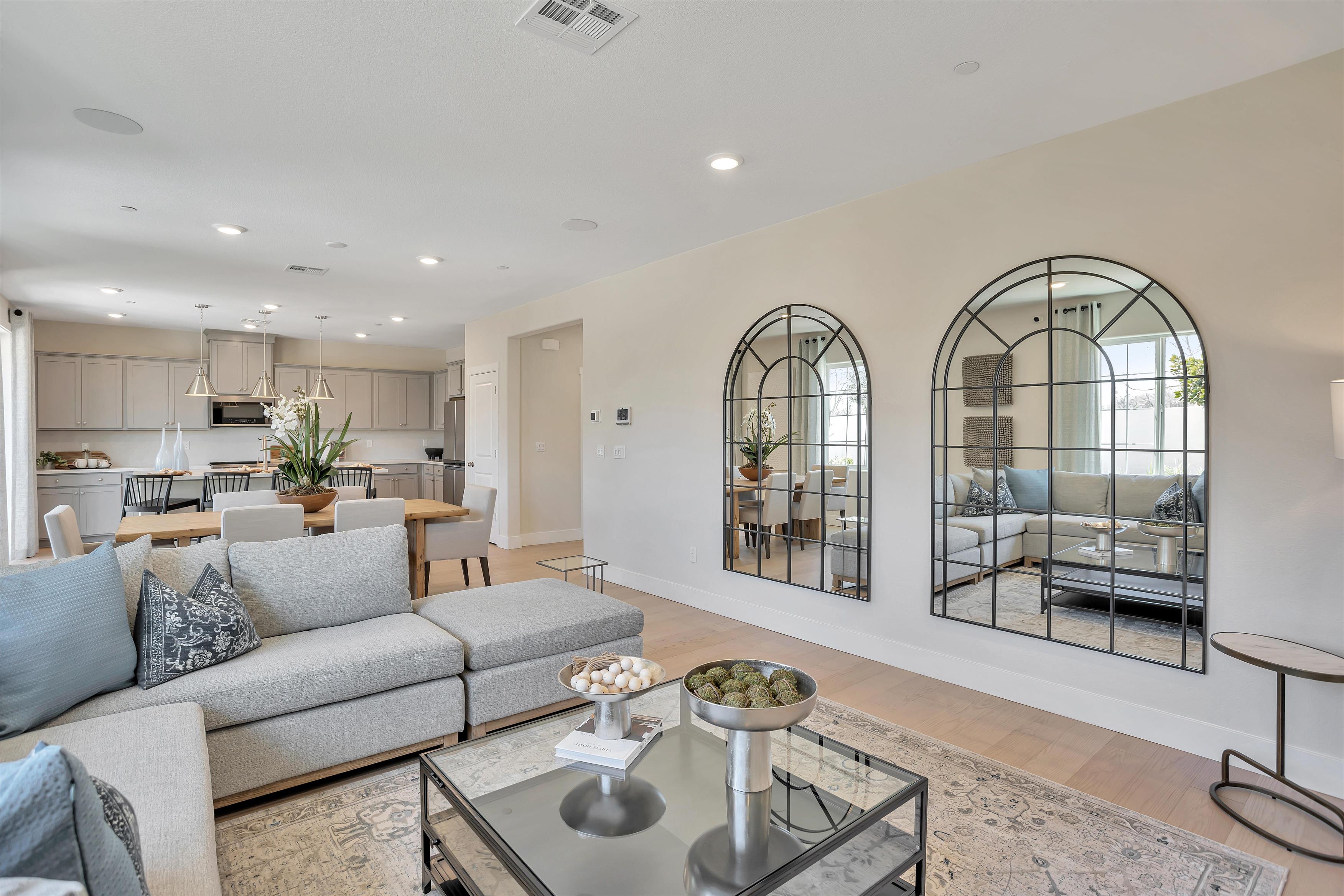 A living room with a glass door.