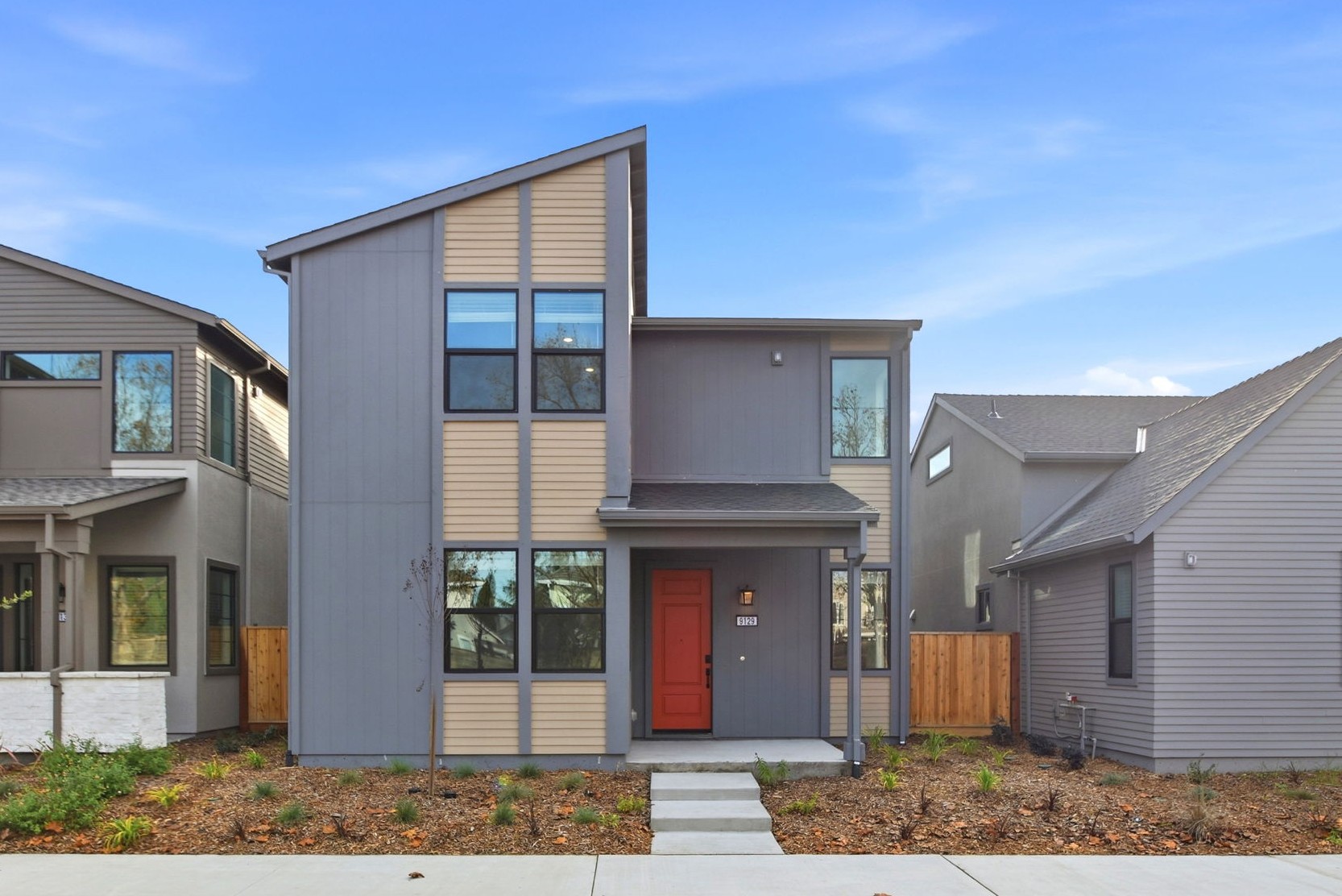 A house with a garage.