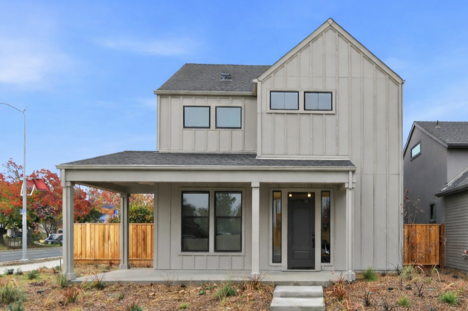 A house with a fence around it.
