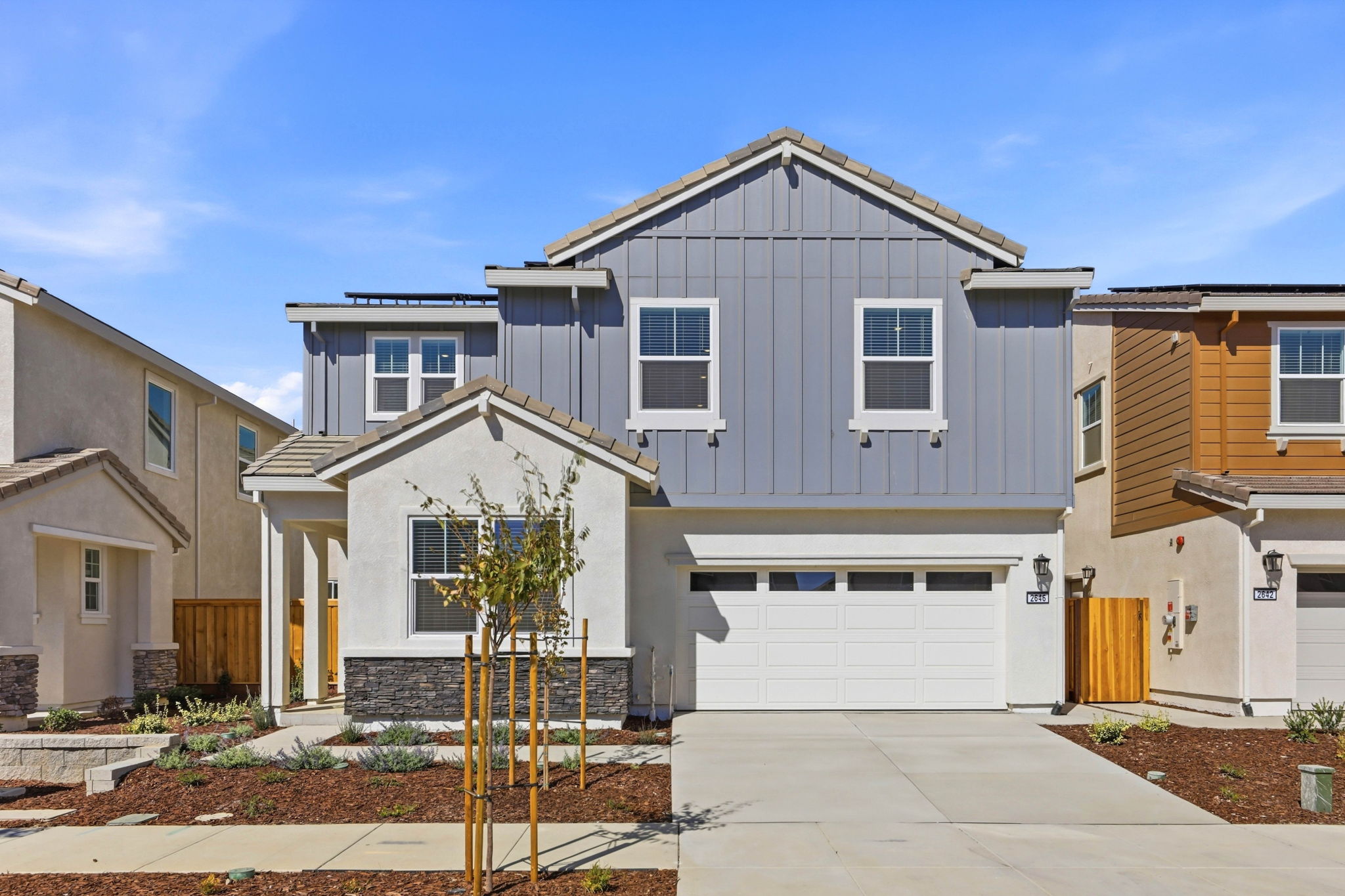 A house with a garage.