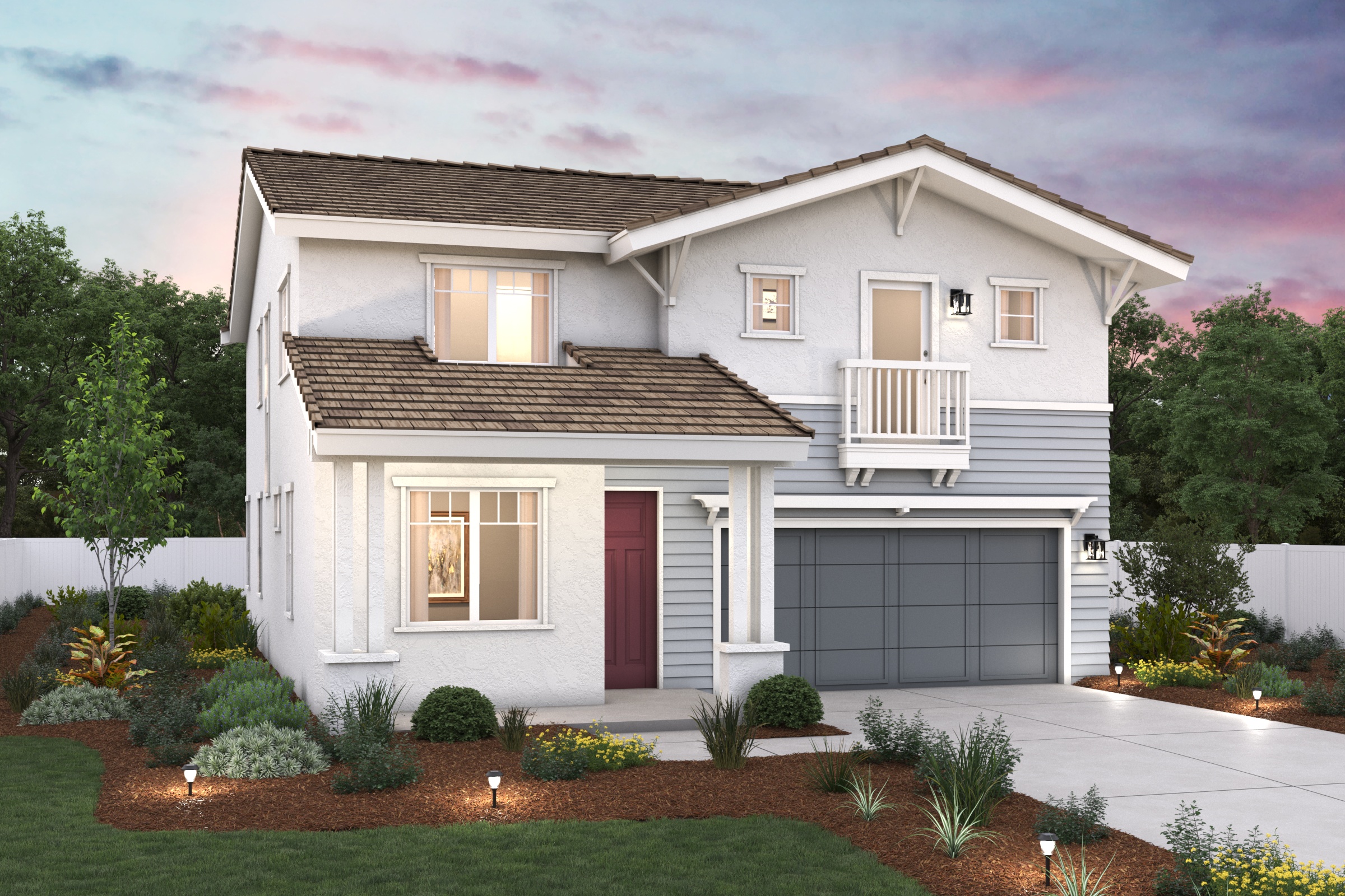 A house with a garage.