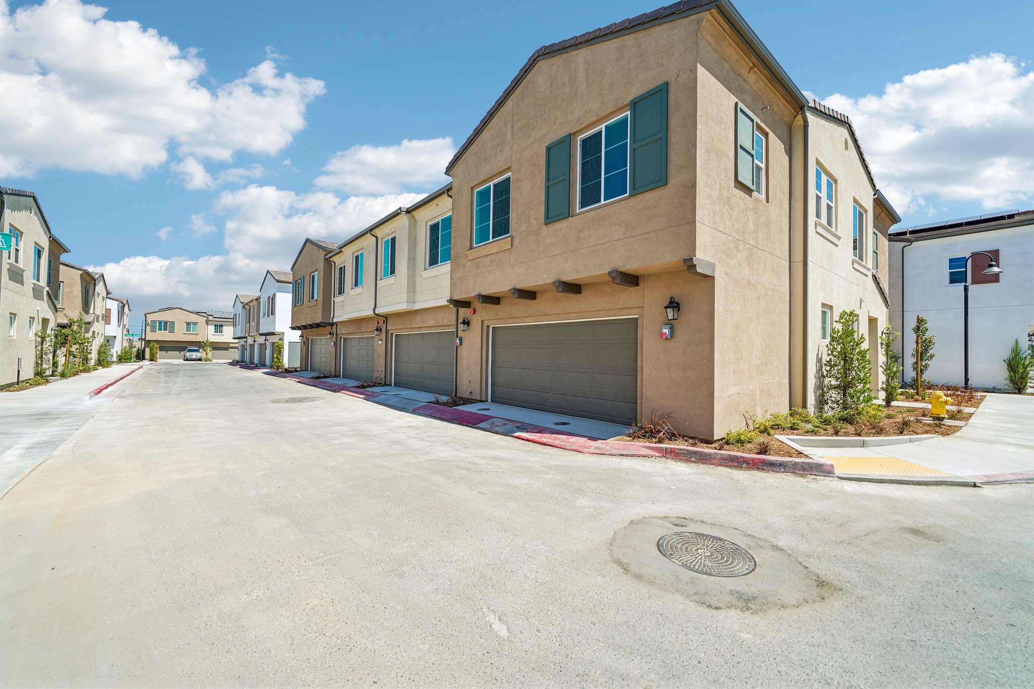 A building with a garage.