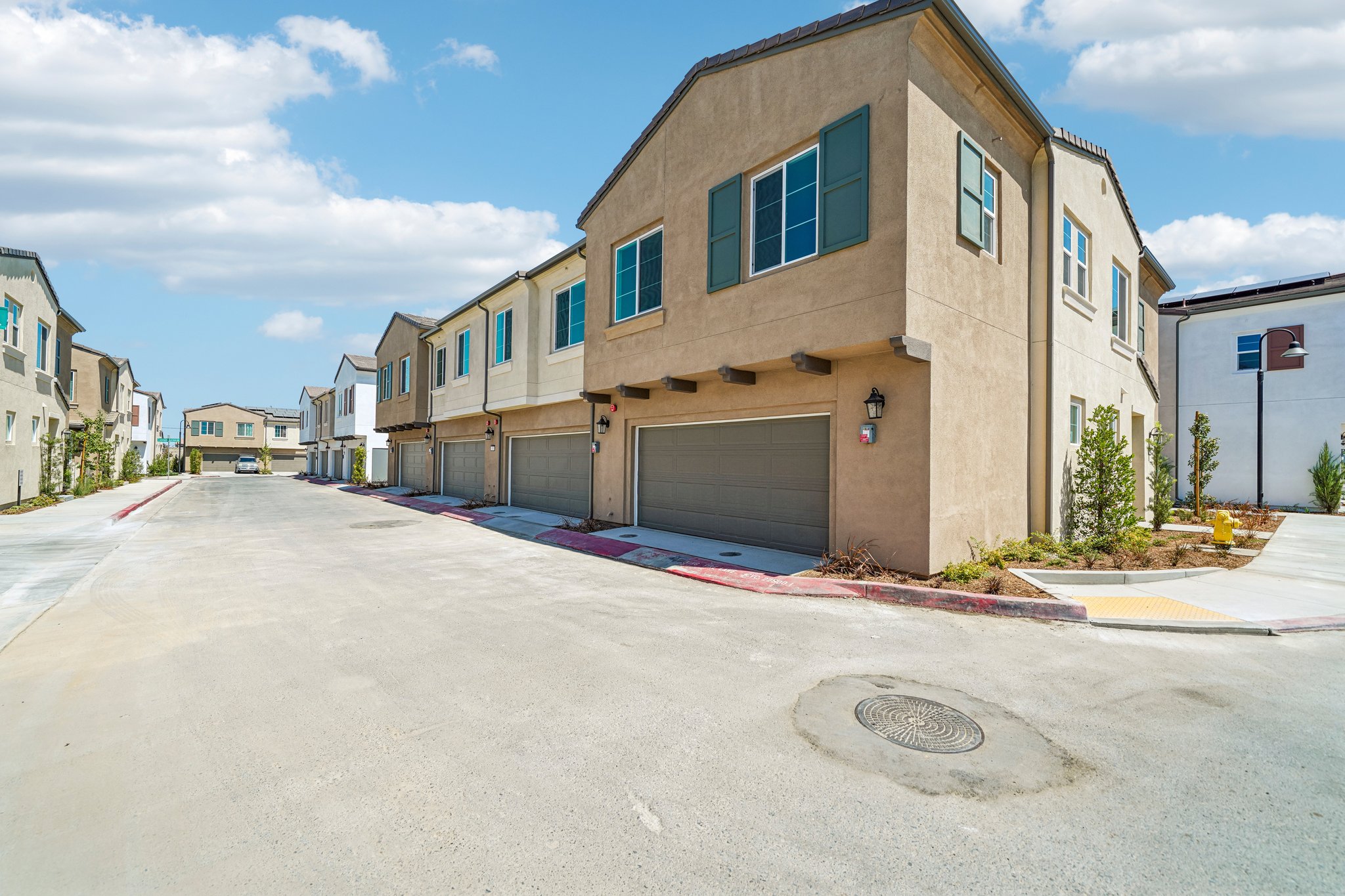 A building with a garage.