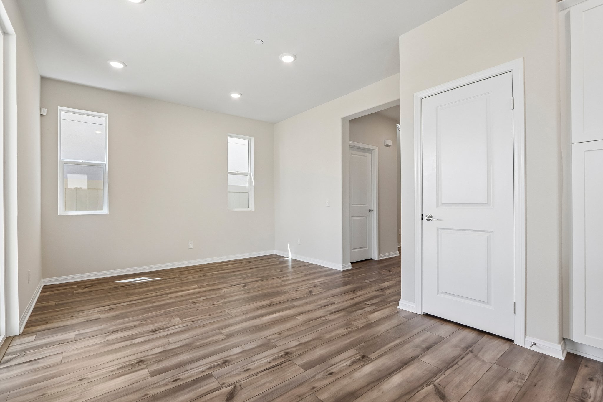 A room with white doors.
