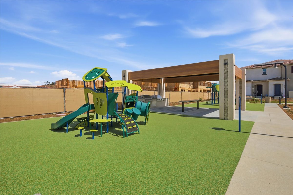 A playground with a slide.