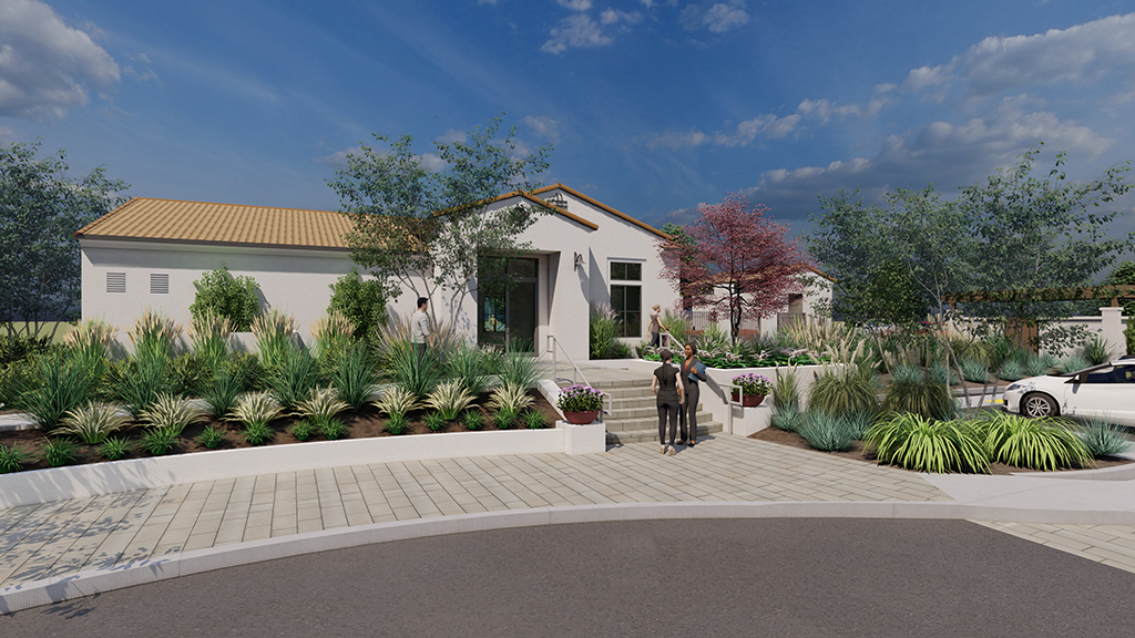 A house with a large front yard.