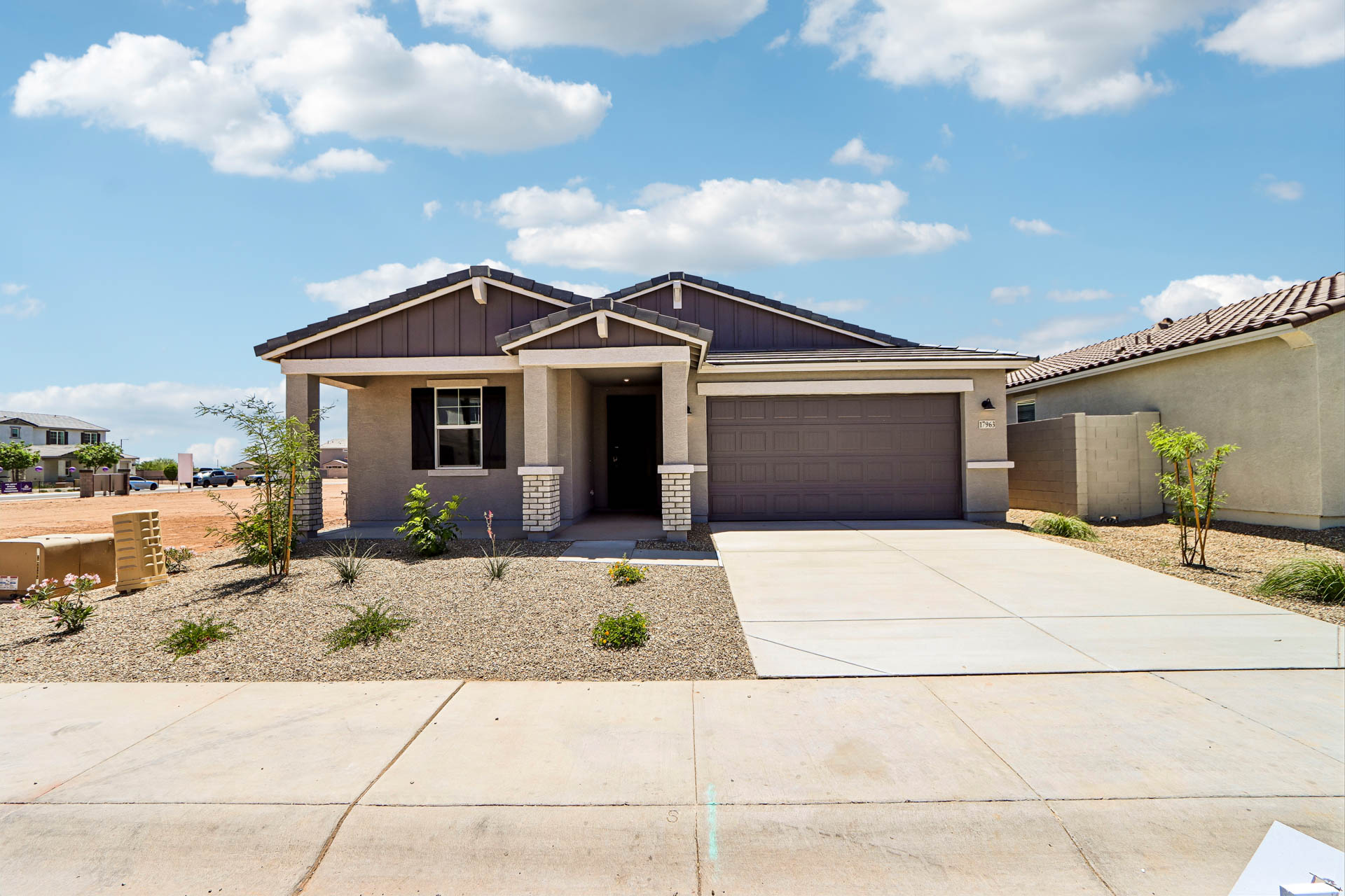 A house with a garage.