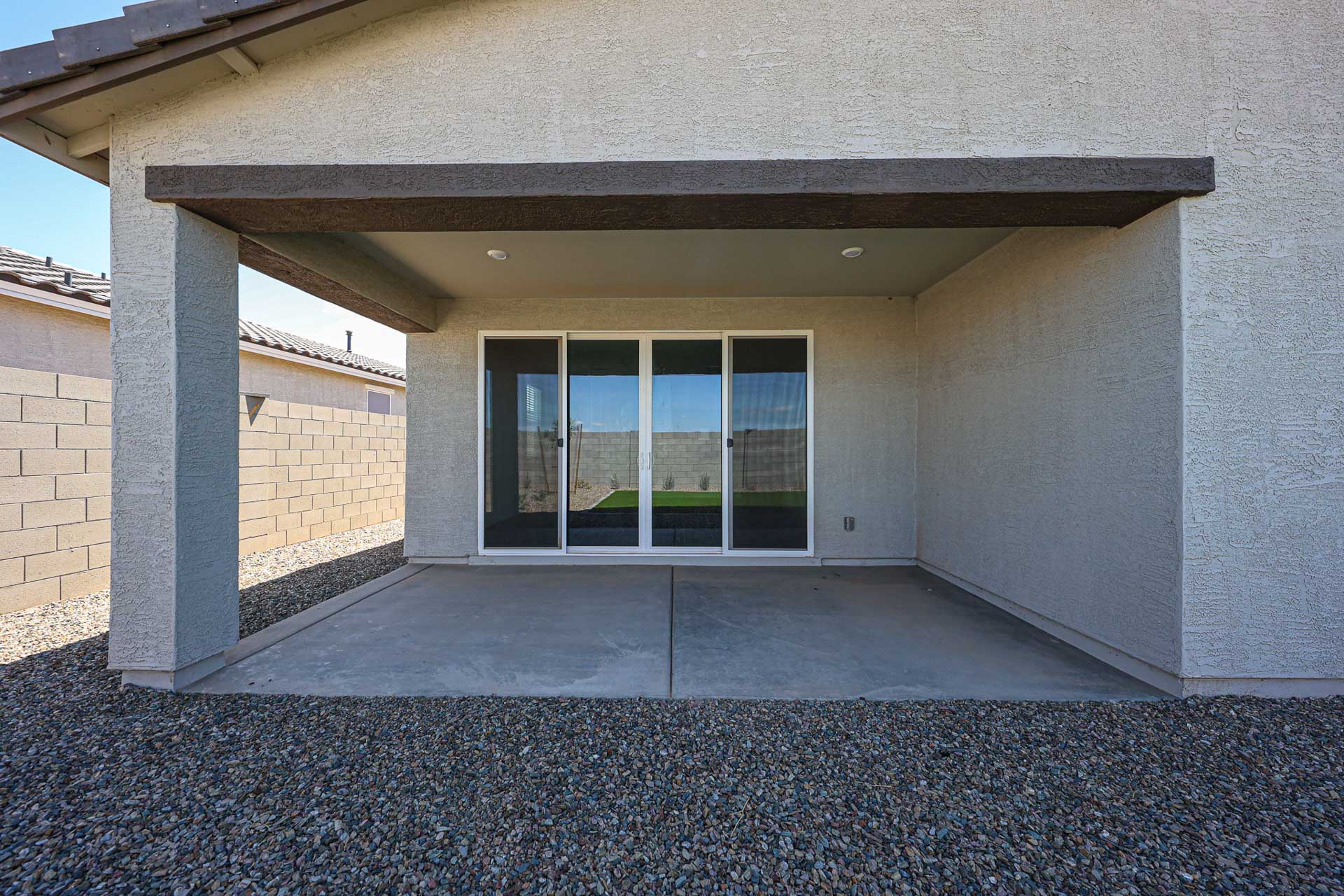 A building with a glass door.