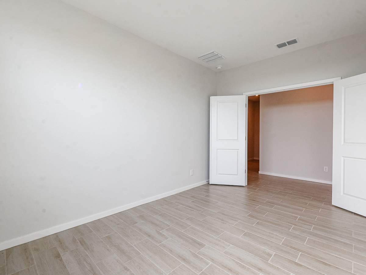 A room with white walls.