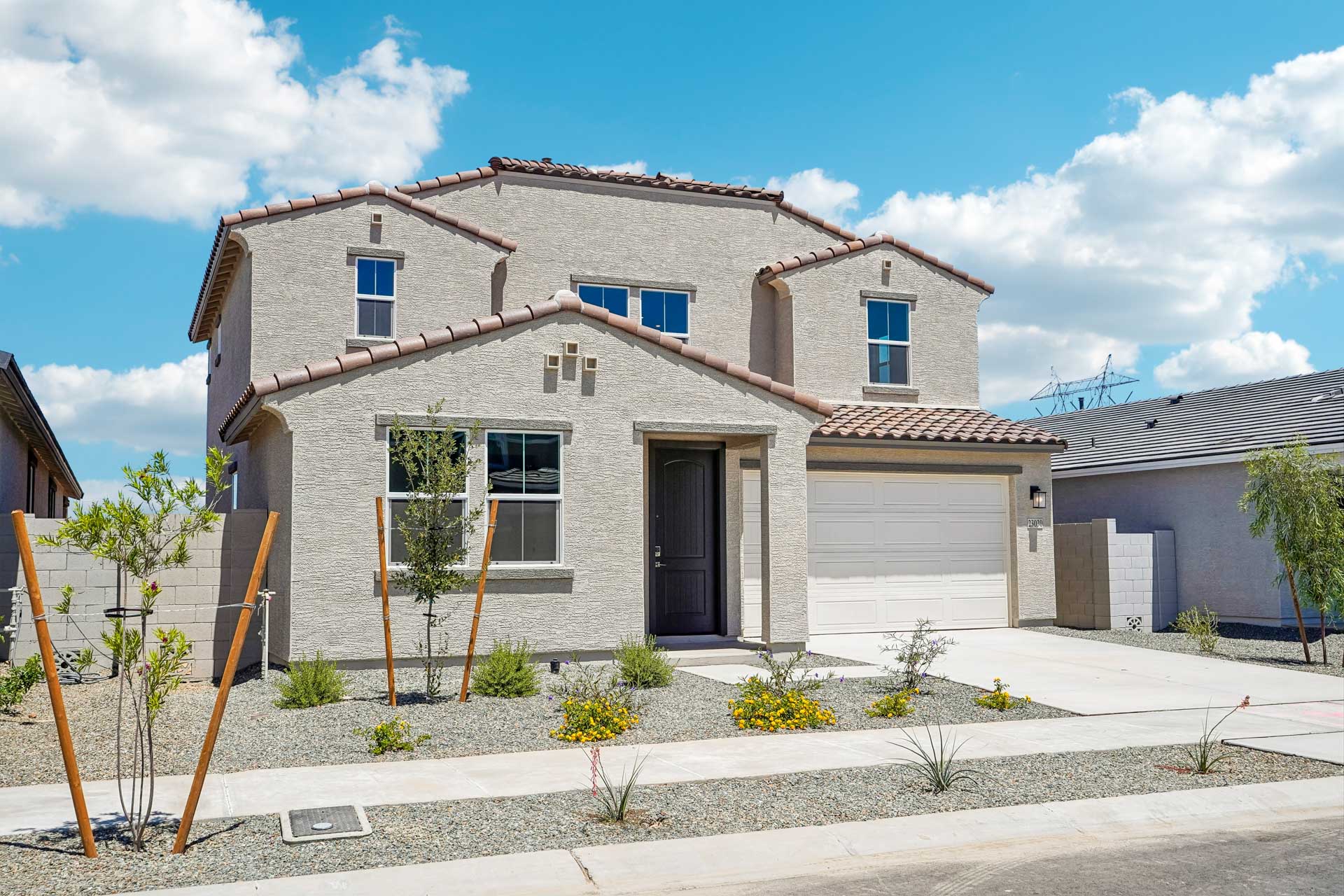 A house with a garage.