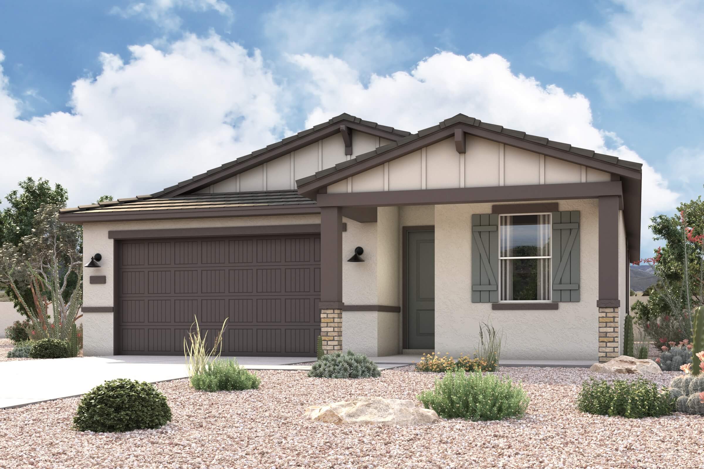 A house with a garage.