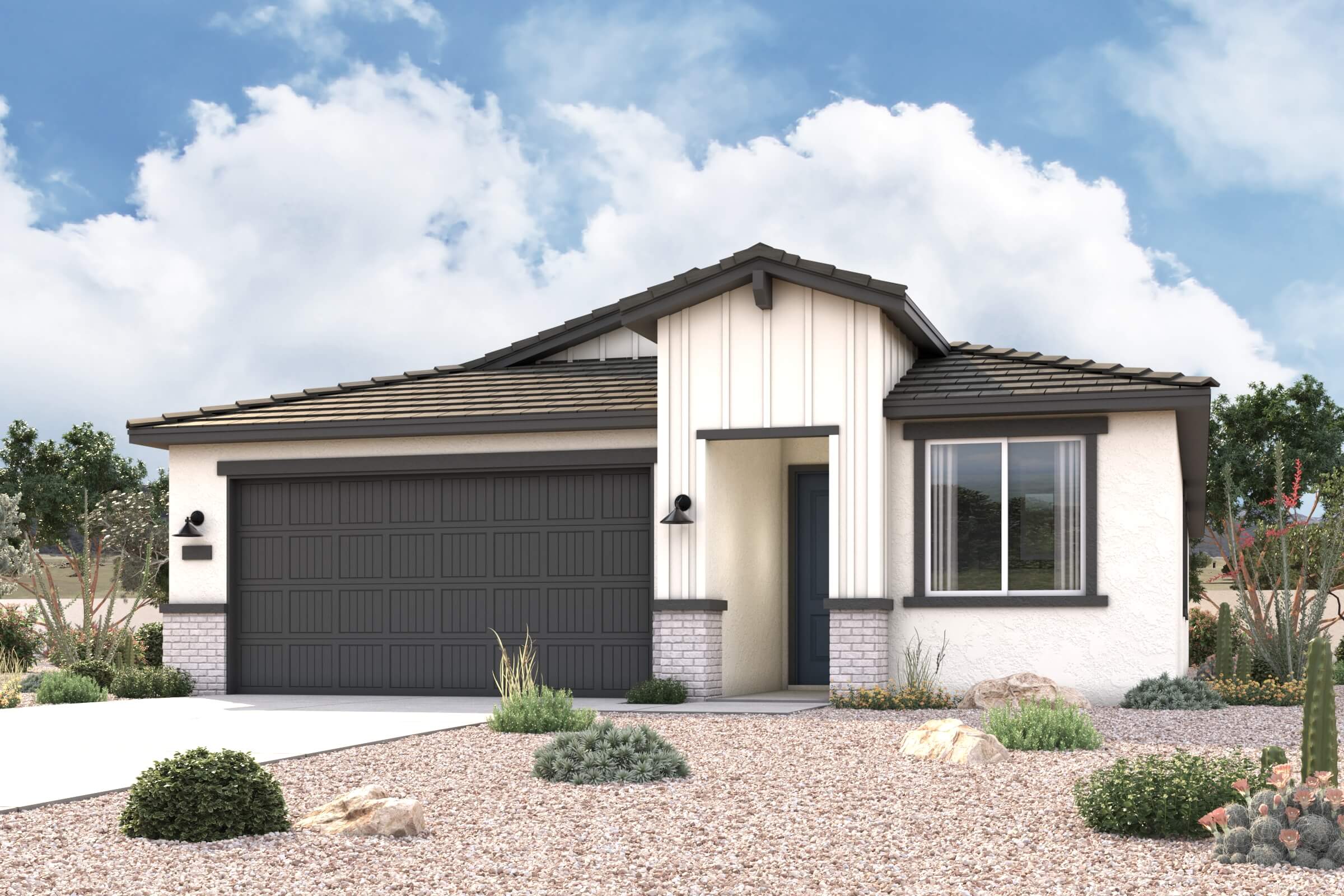 A house with a garage.