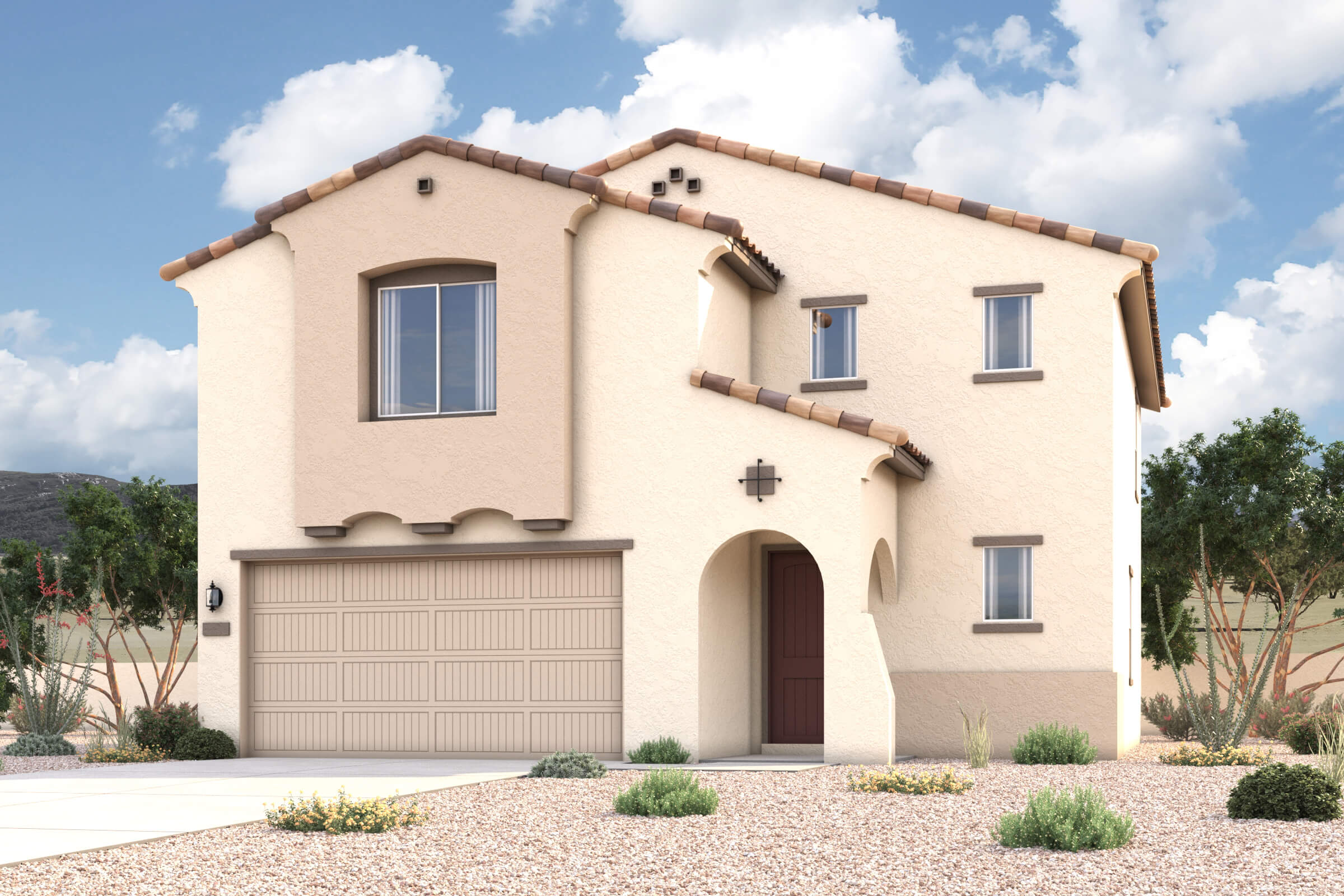 A house with a garage.