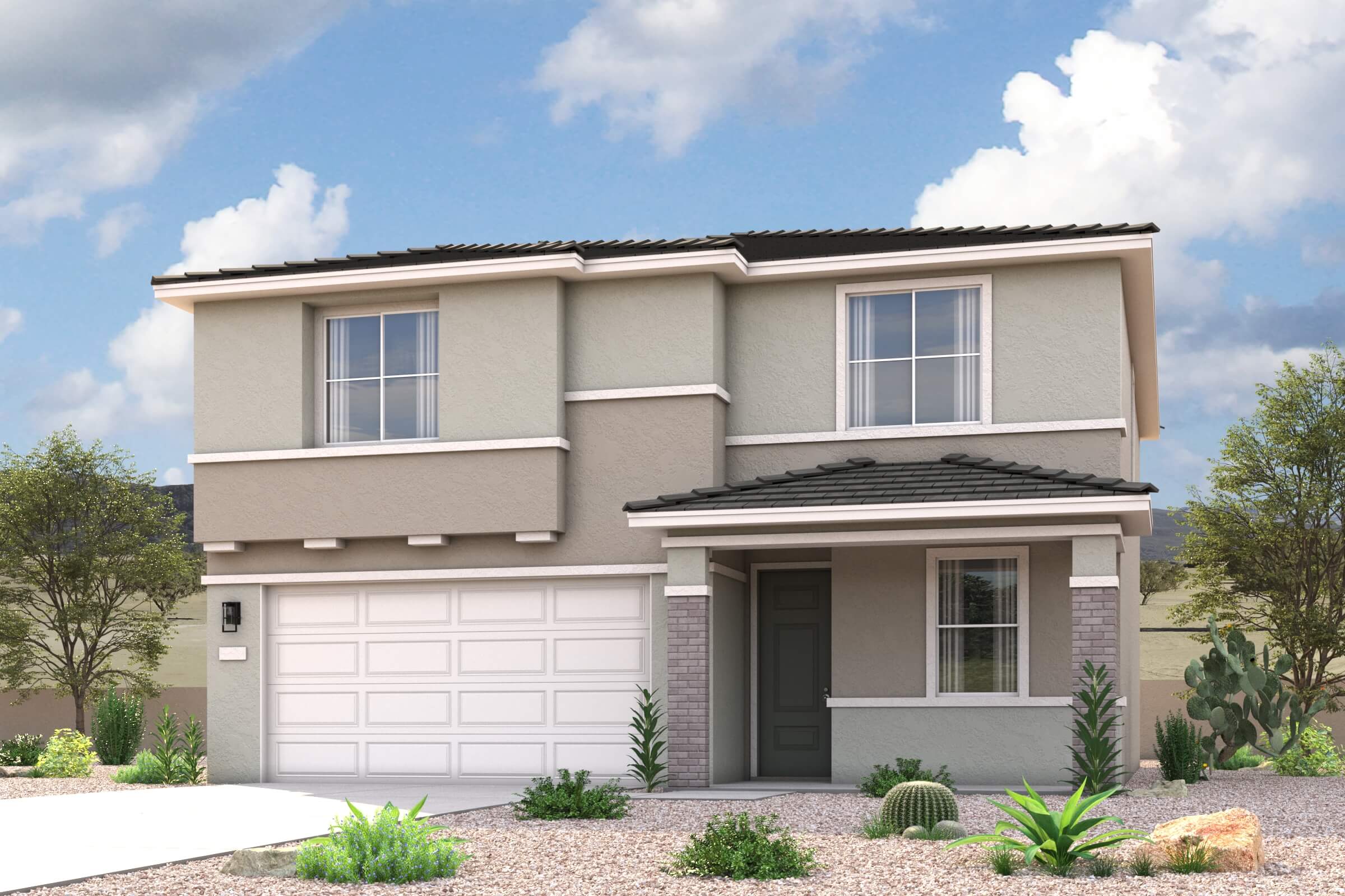 A house with a garage.