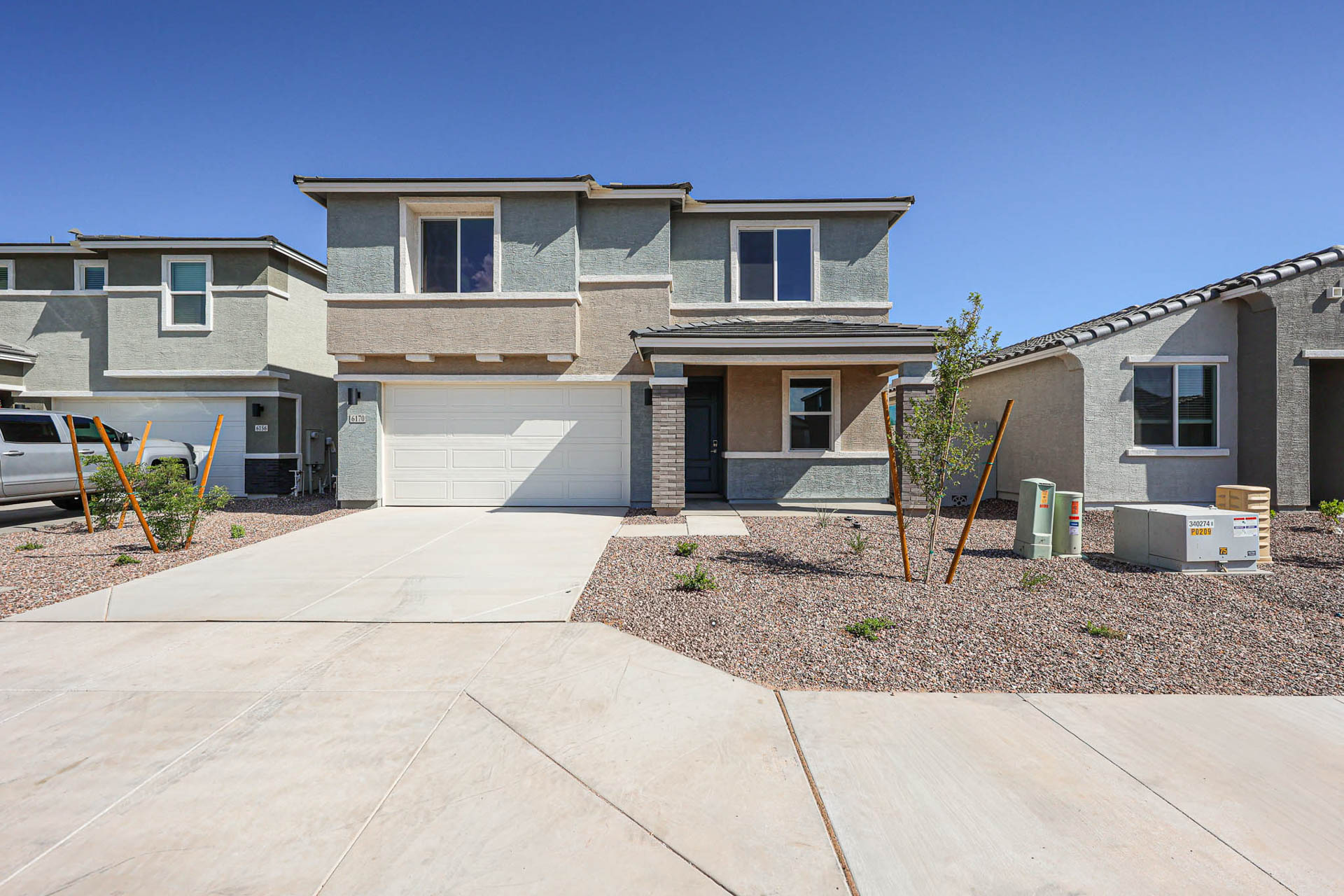 A house with a driveway.
