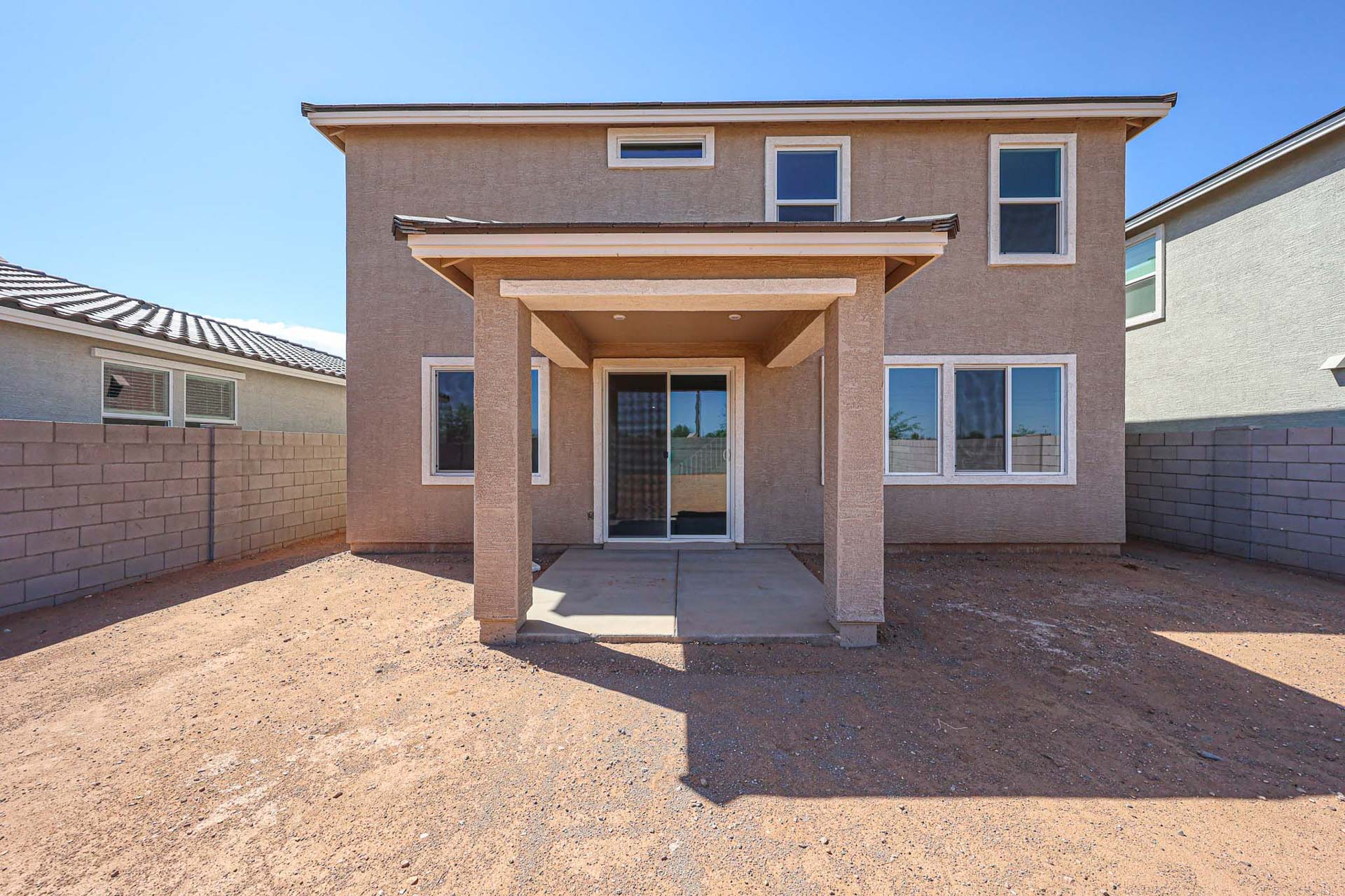 A building with a garage.