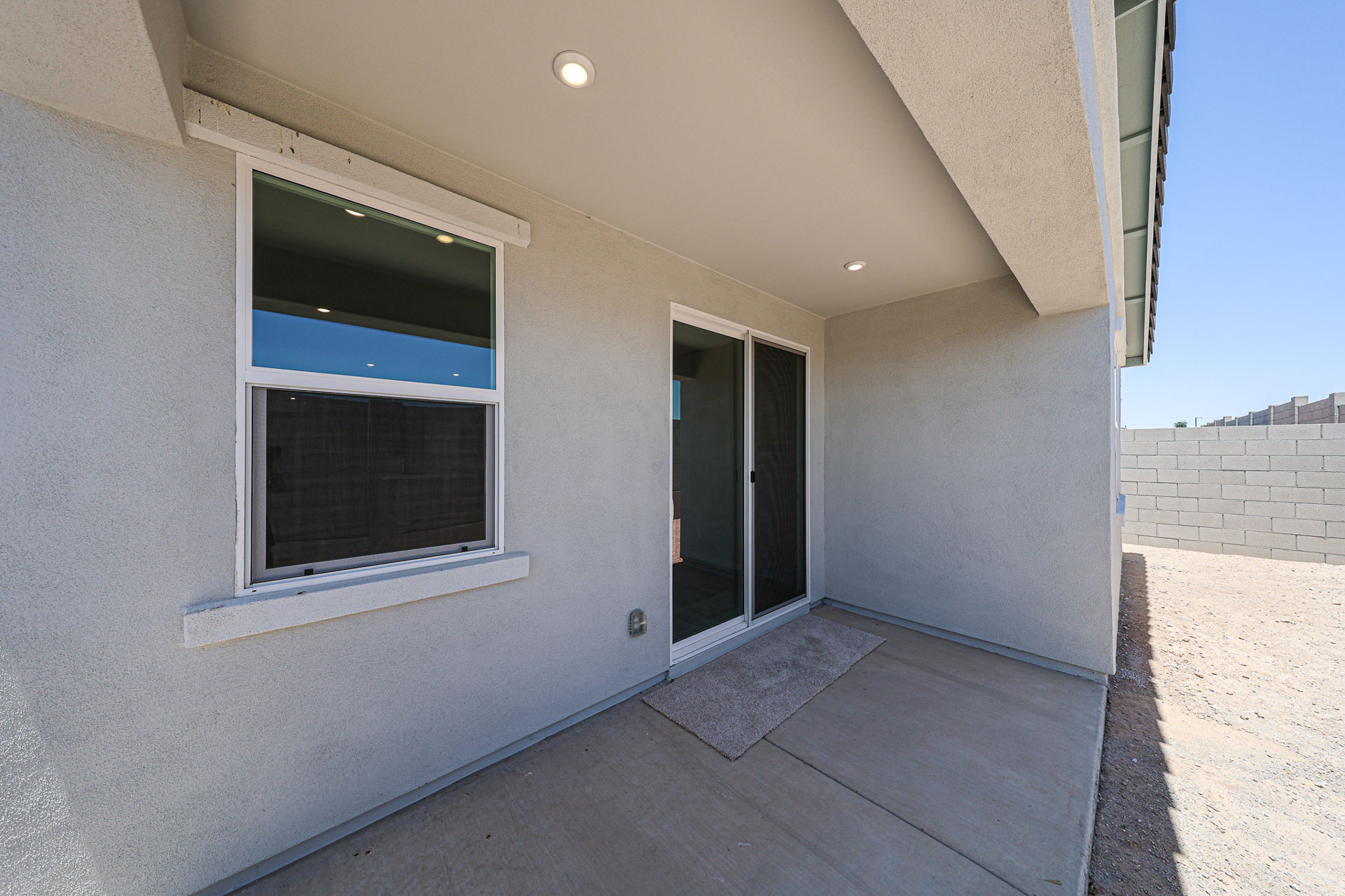 A building with a door and windows.