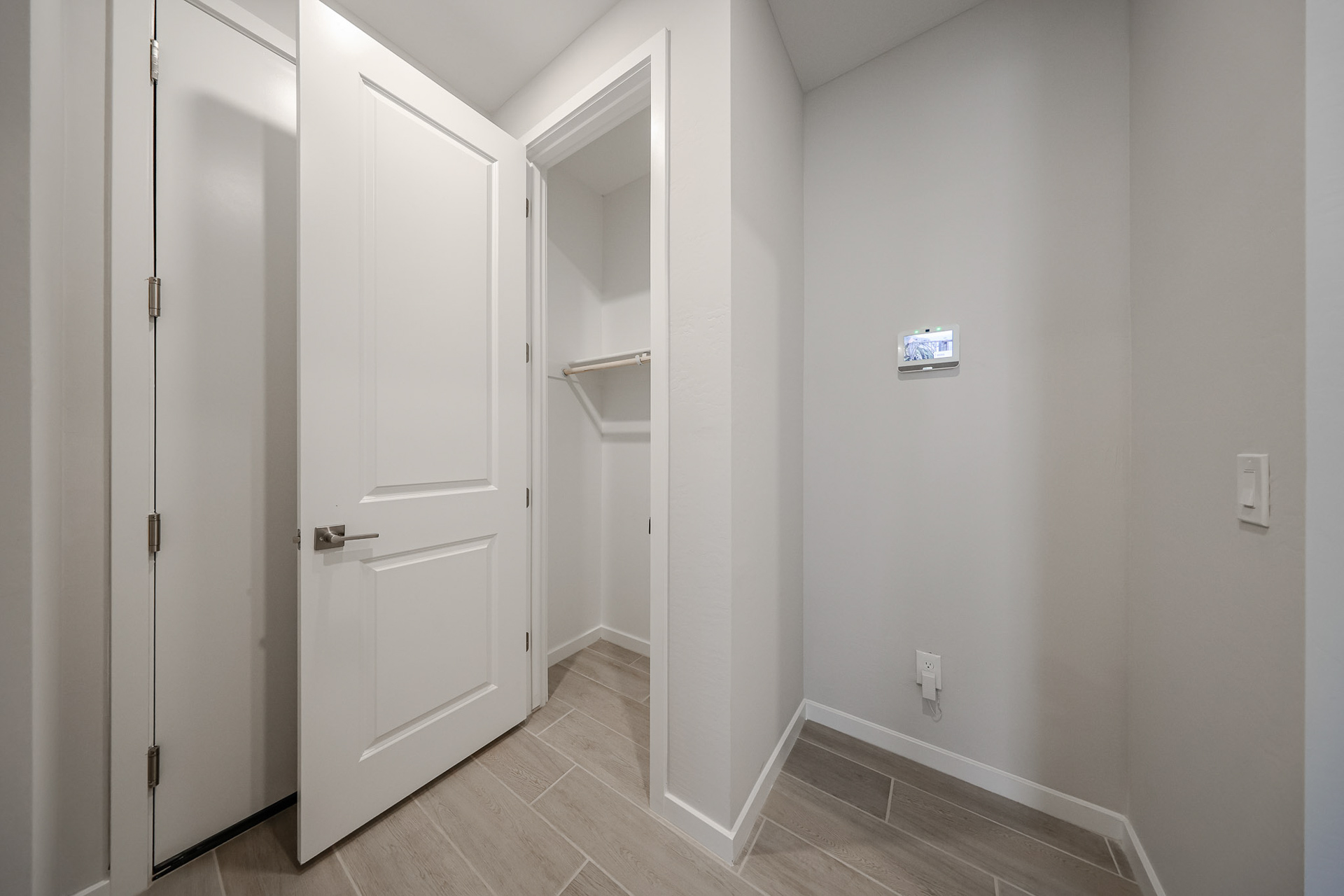 A room with white doors.