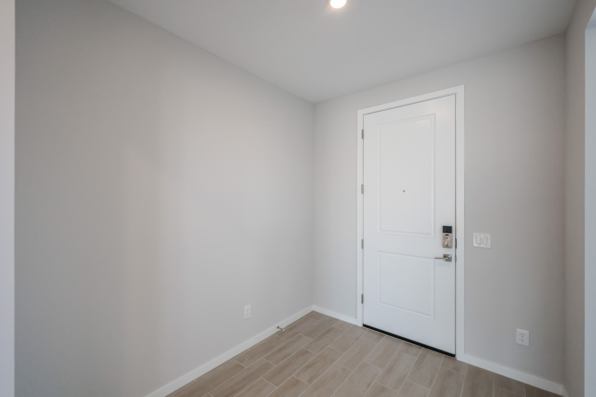A room with white walls.