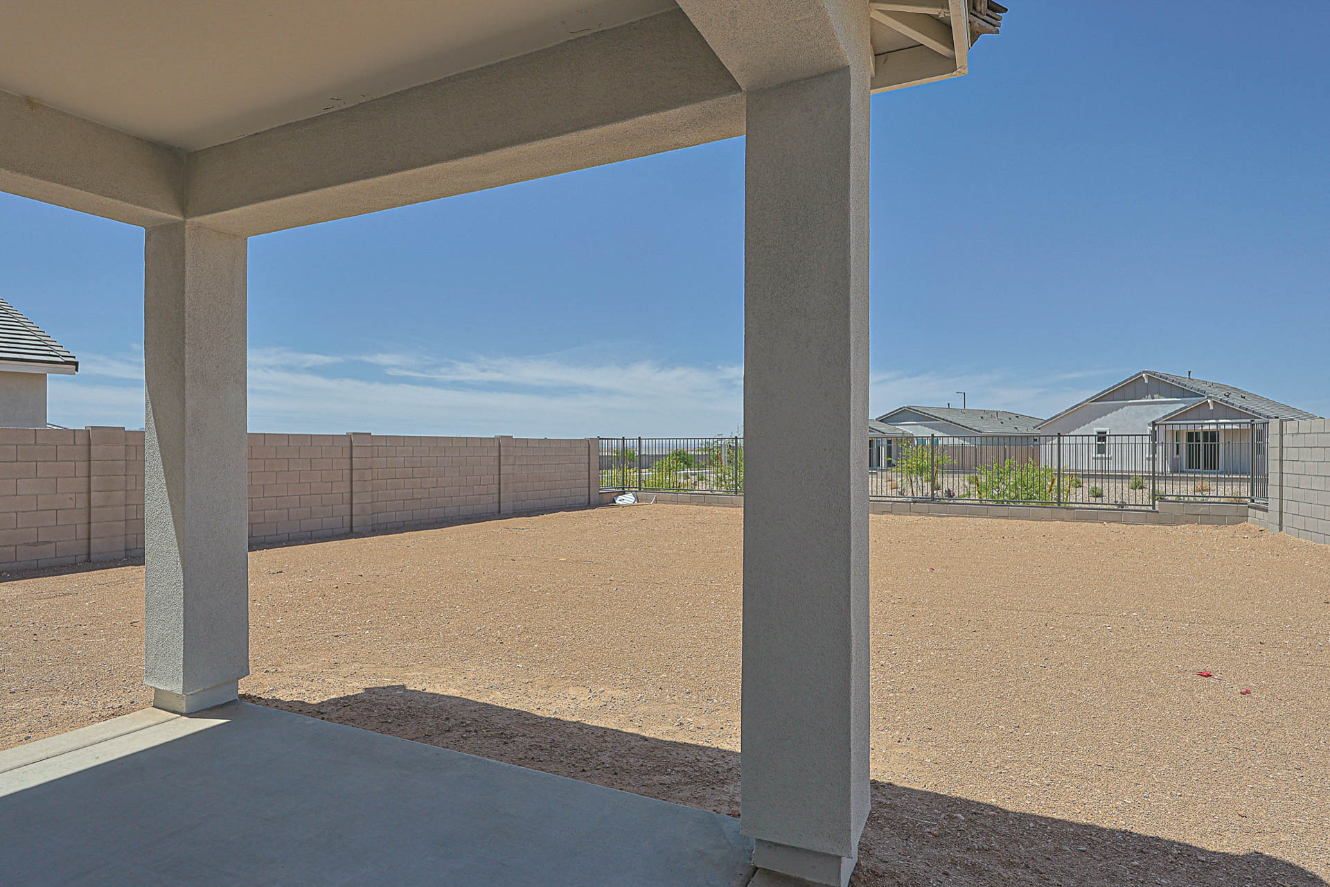 A concrete structure with pillars.
