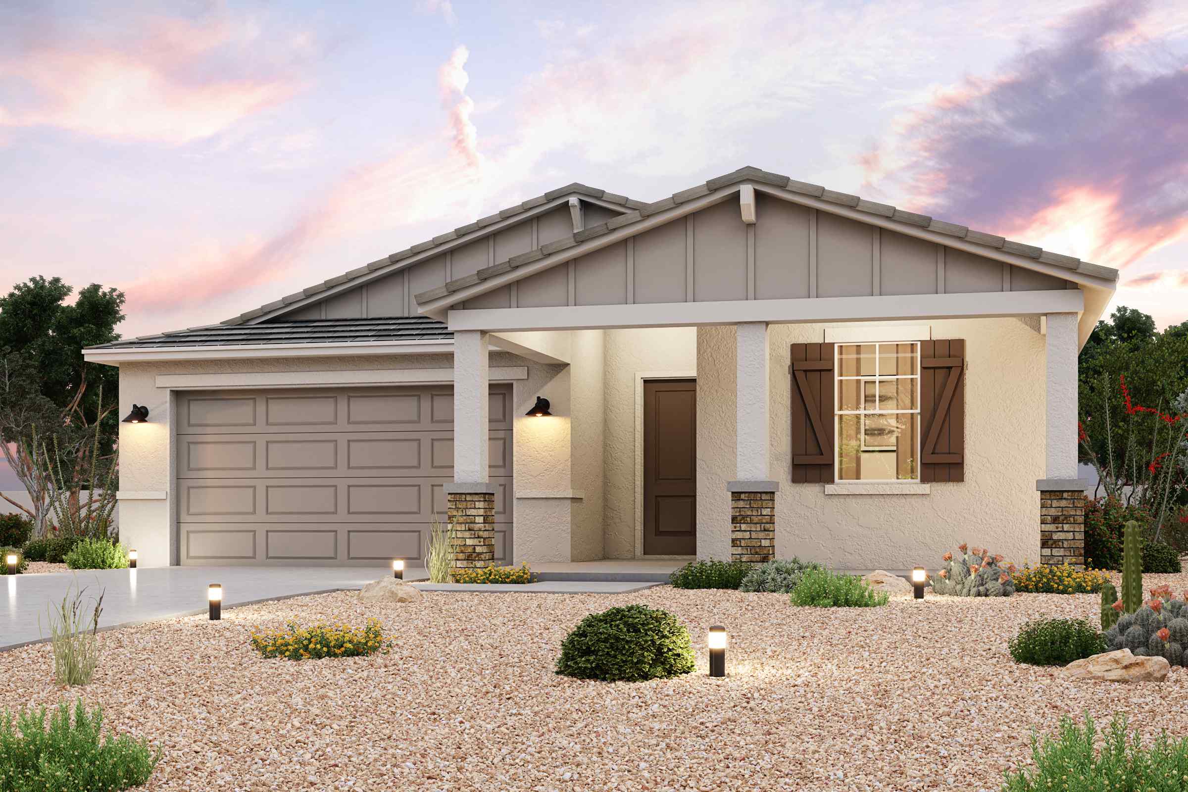 A house with a garage.