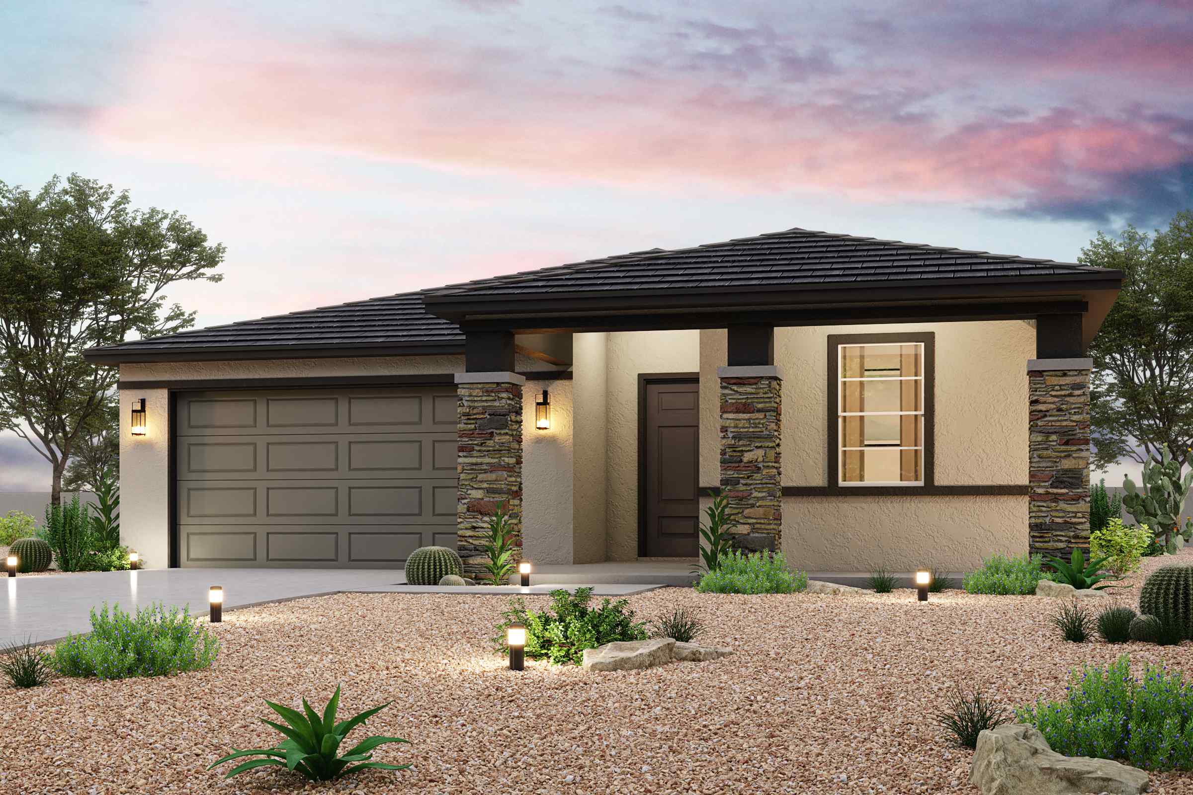 A house with a garage.