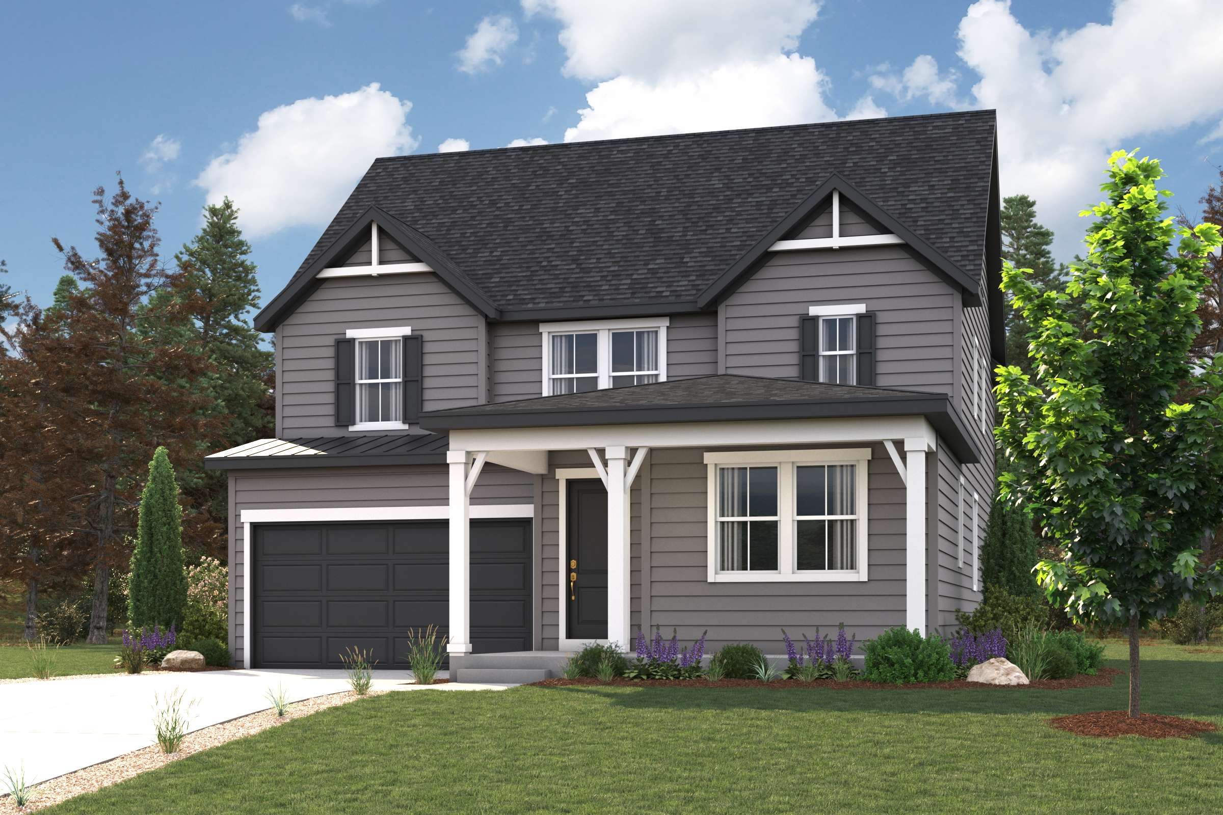 A house with a large front yard.