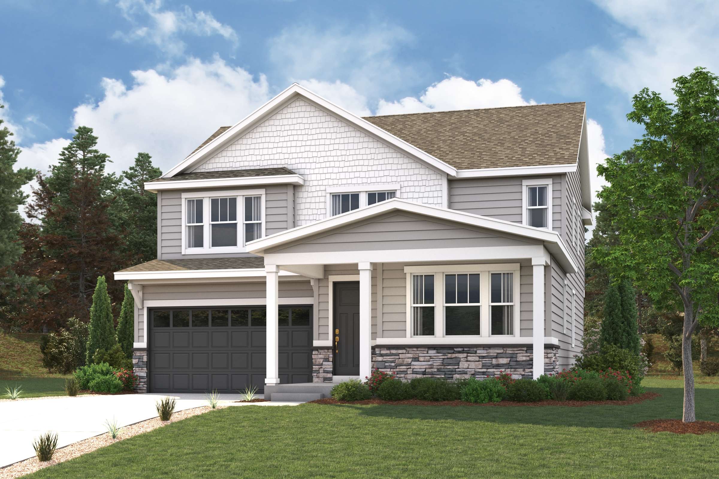 A house with a large front yard.