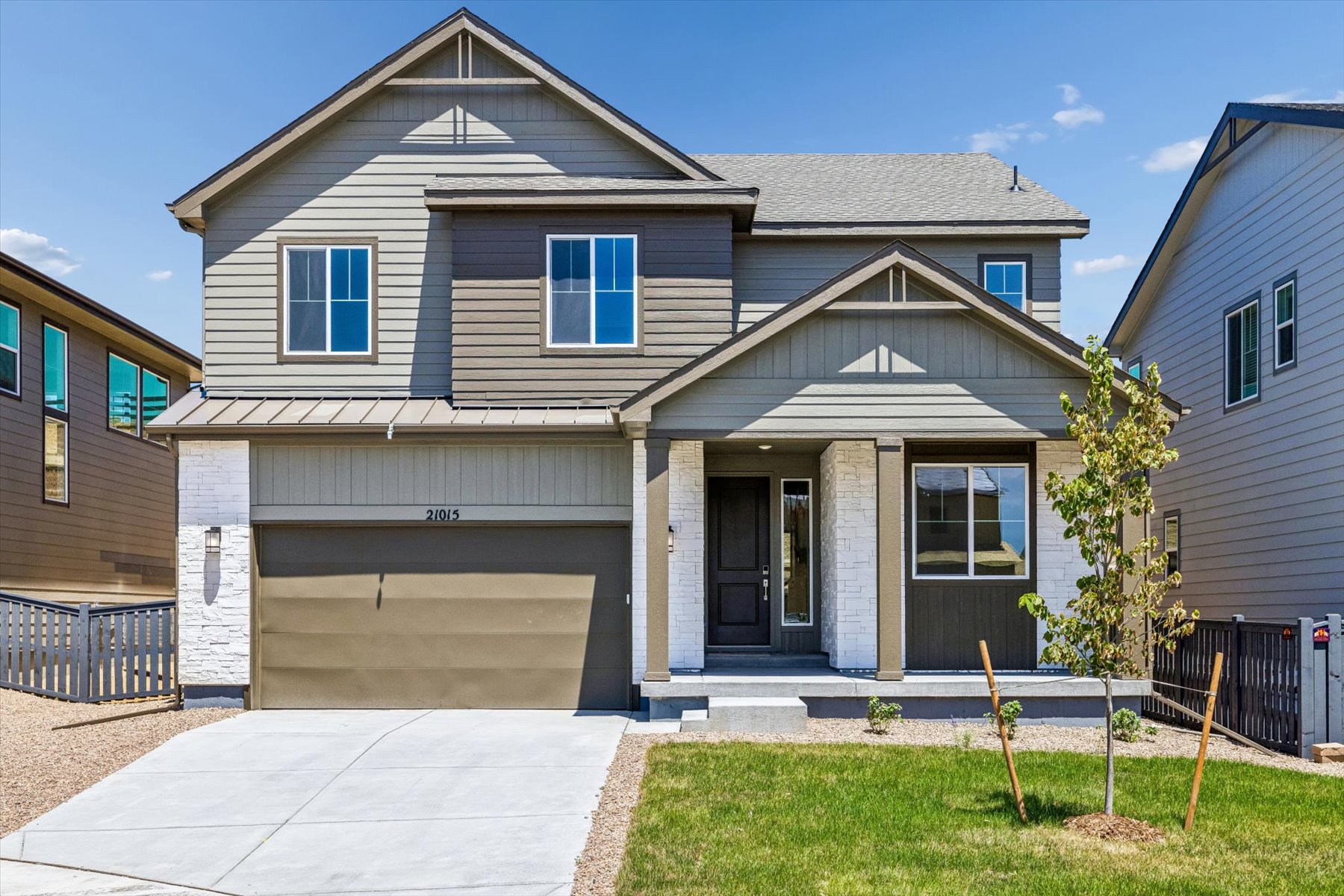 A house with a garage.