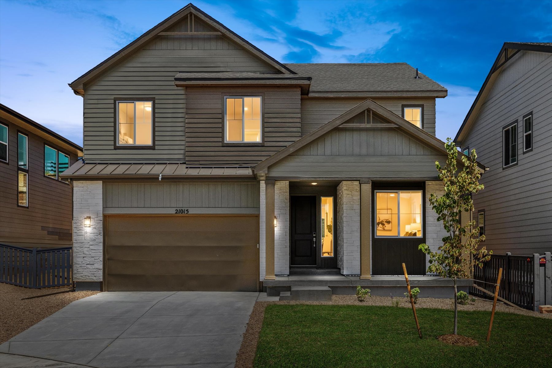 A house with a garage.