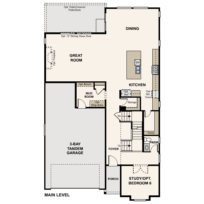 Diagram, engineering drawing. Shenandoah Floorplan, Main Level