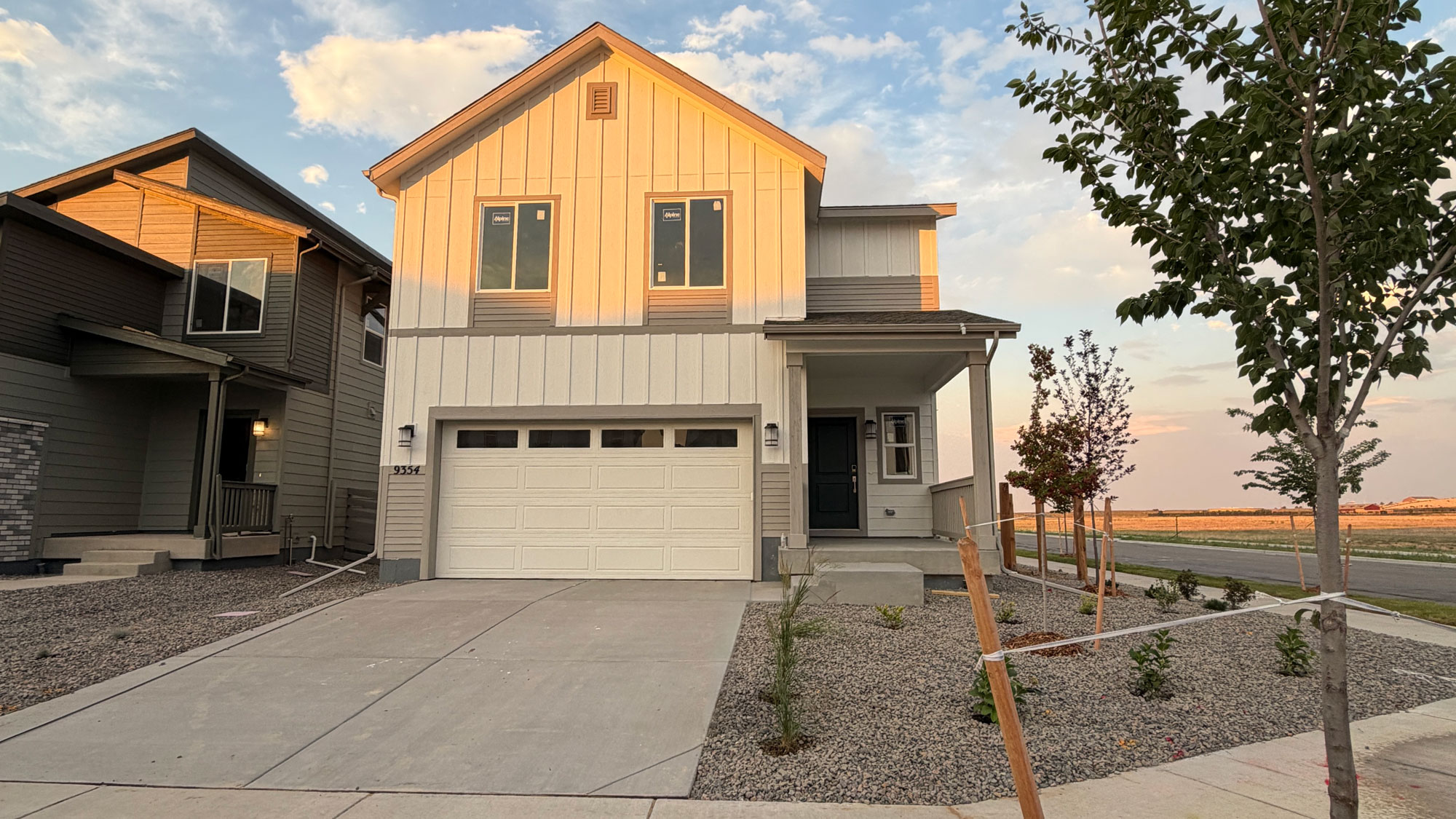A house with a garage.