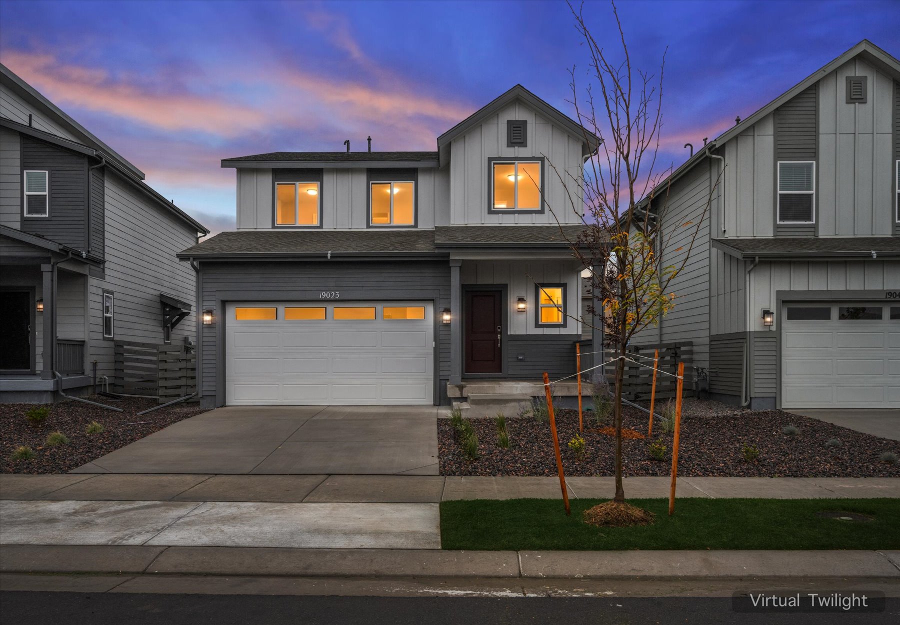 A house with a garage.