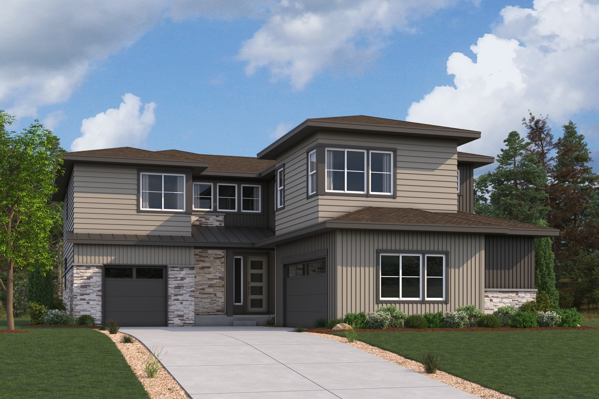 A house with a driveway.